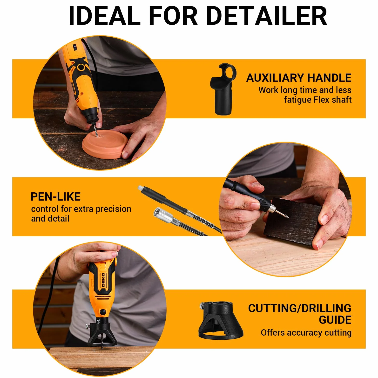 DEKOPRO 126pc Kit di utensile multifunzione 170W: Mini trapano elettrico per legno/metallo con albero flessibile