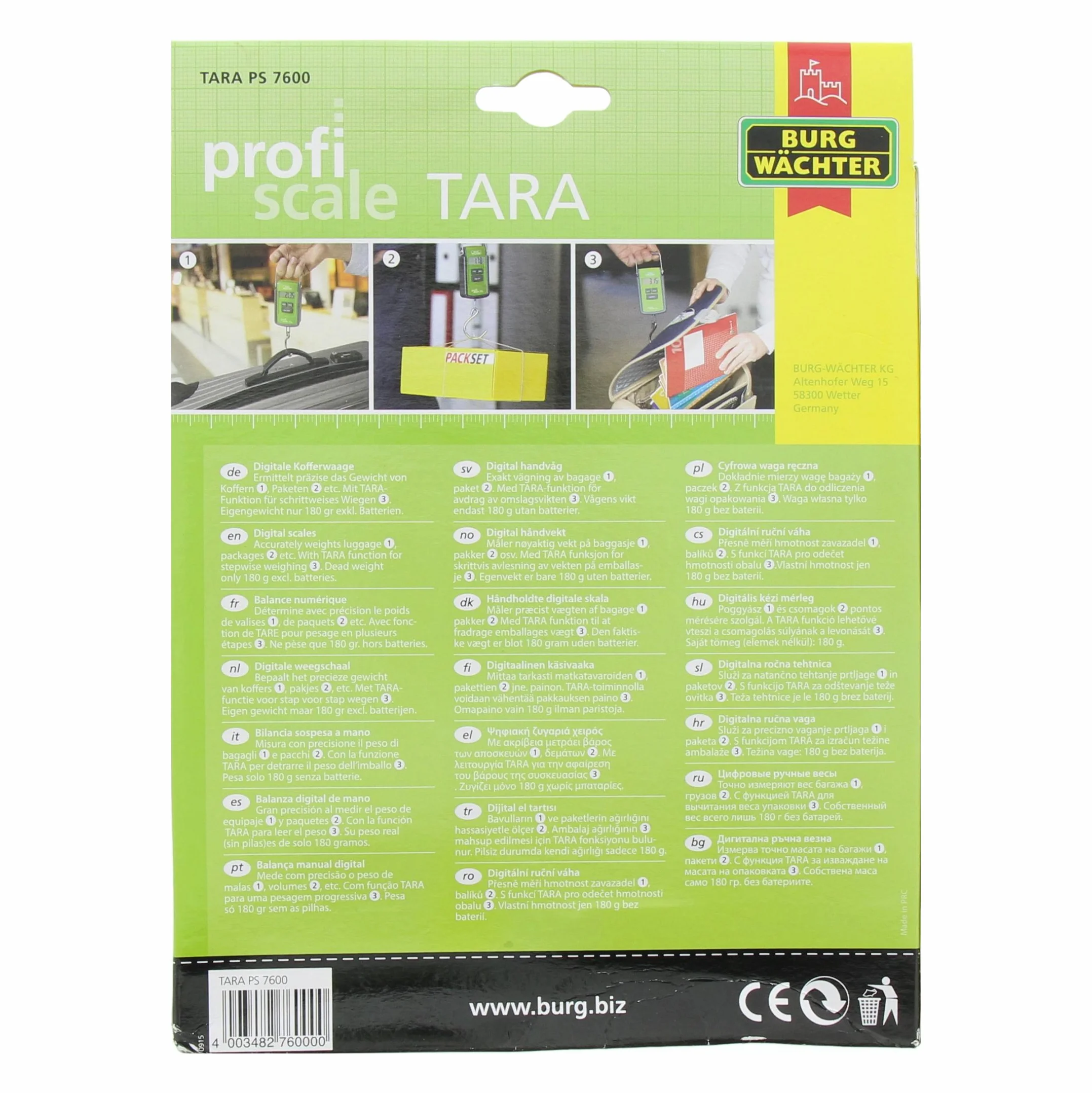 Burg-Wächter TARA PS 7600 Bilancia Digitale Manuale Nero