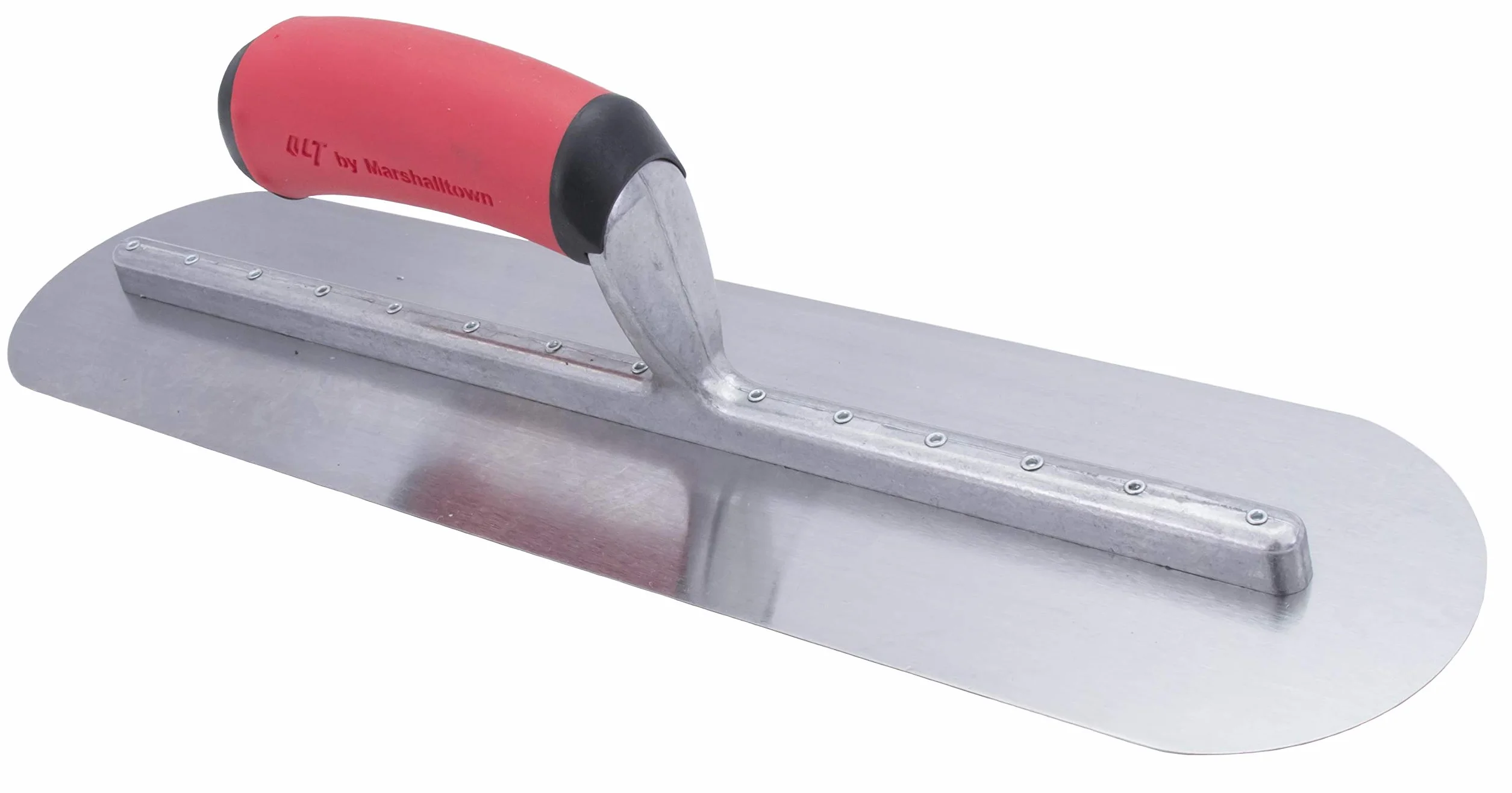 Frattazzo lisciante Marshalltown completamente arrotondato con impugnatura in acciaio a presa morbida, utensile per stuccatori, dimensioni della frattazzo: 406x102 mm