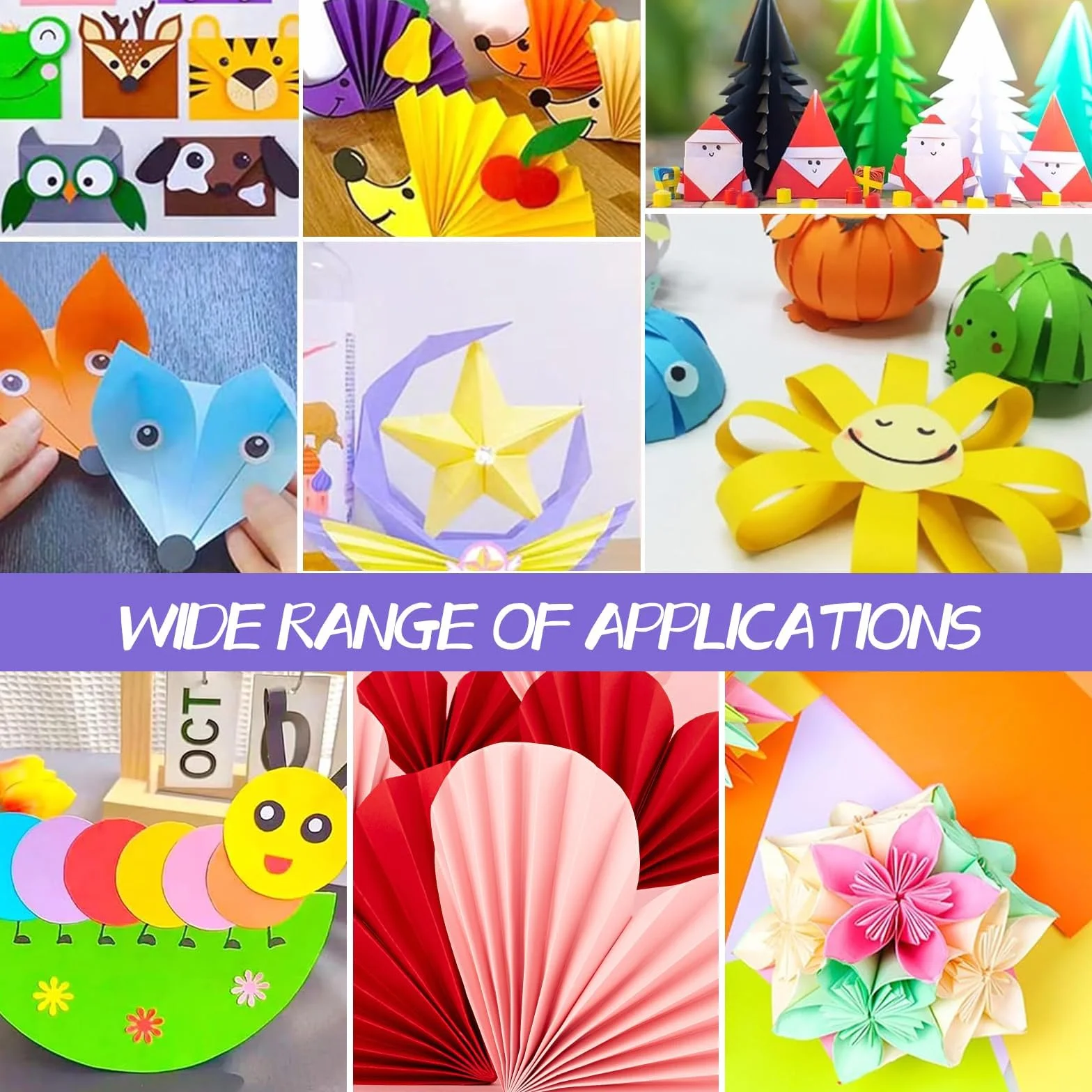 Gucass 300 Fogli di Carta per Origami, 20x20, 15x15 e 10x10 cm, Quadrati per Bambini e Adulti, 20 Colori Double Face, 70 g/m², Progetti Fai Da Te, Scuola, Artigianato