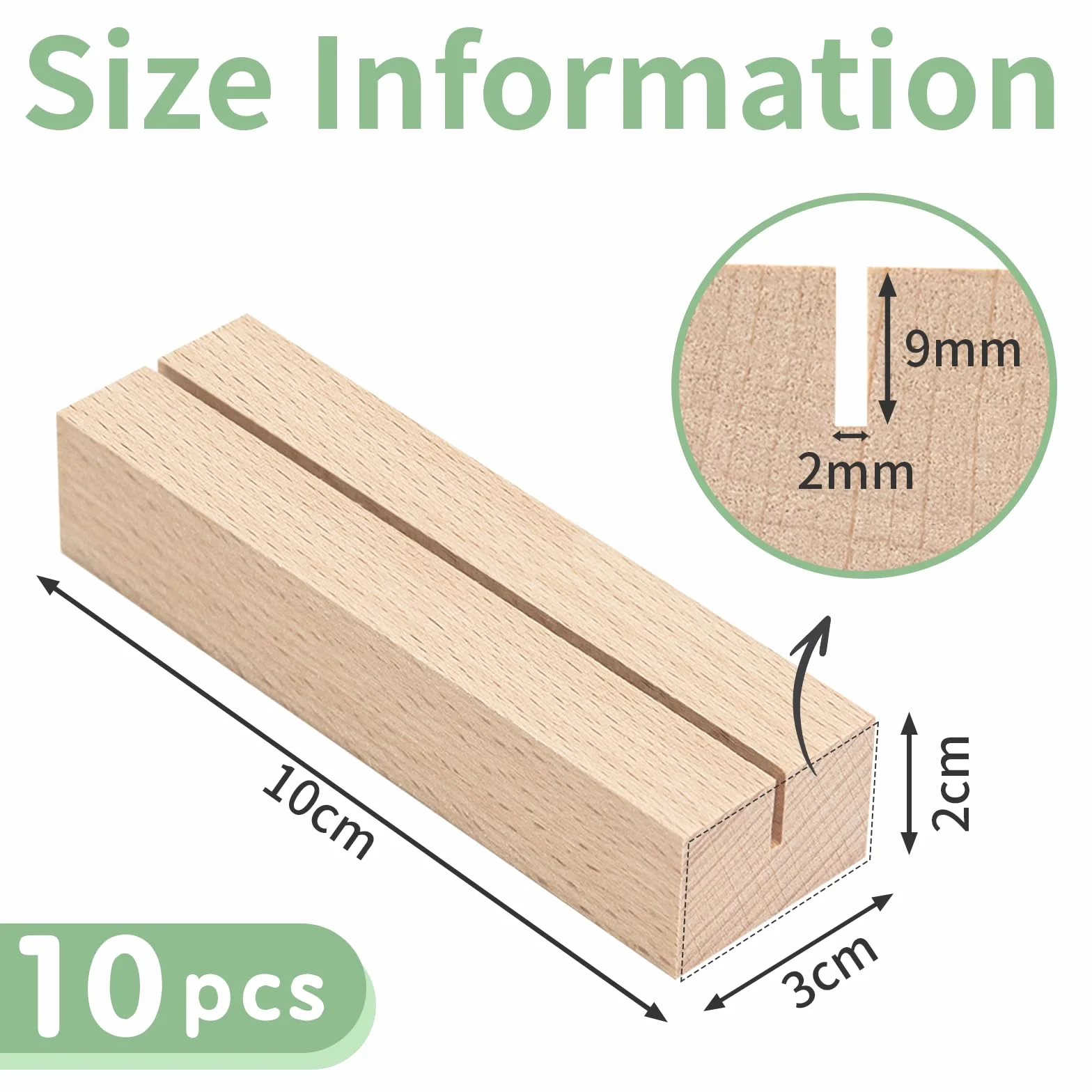 WISYOK Porta Della Carta in Legno, 10 Pezzi di Supporto per Tavolo, Supporto per Cartolina, Supporto in Legno, Supporto per Card di Menu, Supporto per Foto per Matrimoni (10 x 3 x 2cm)