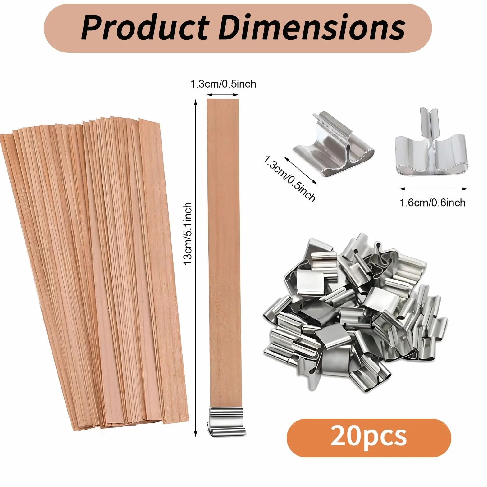 Stoppini di Legno Crepitanti per Candele, Stoppini per Candele con Base, Ideali per Candele Profumate e Produzione di Candele Senza Fumo 13x130mm (30 Pezzi)