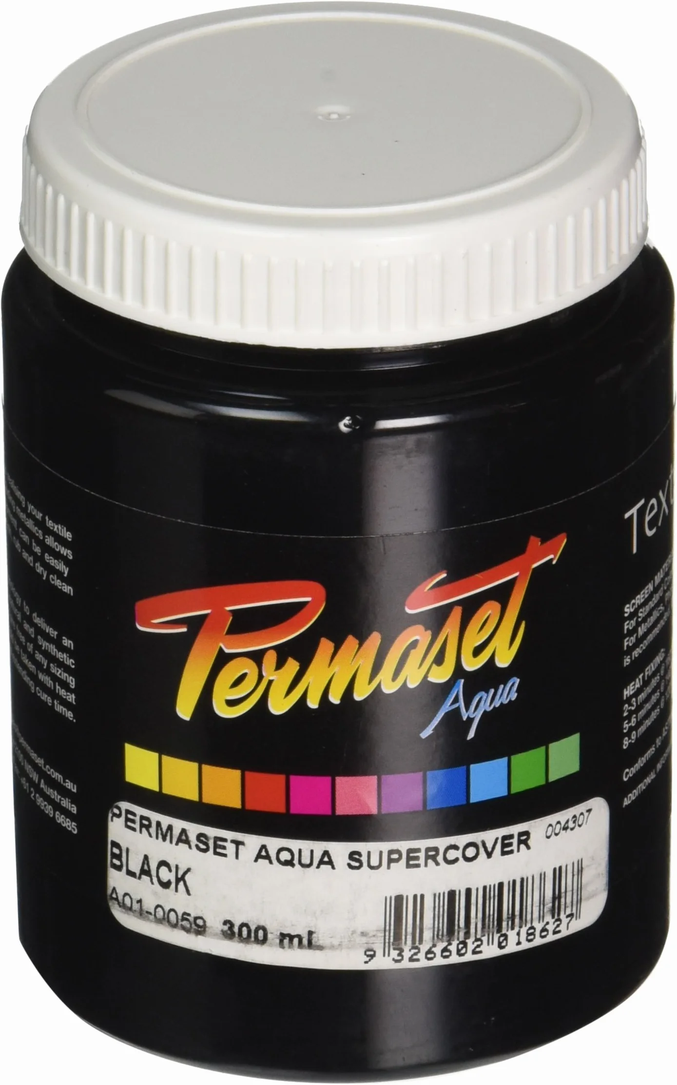 Permaset Aqua Supercover - Inchiostro per stampa su tessuti, 300 ml, colore nero
