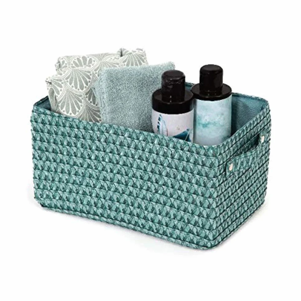 Lilou Cestino Portaoggetti Con Manici Tessuto Polipropilene Cartone 23x15x12 cm Verde