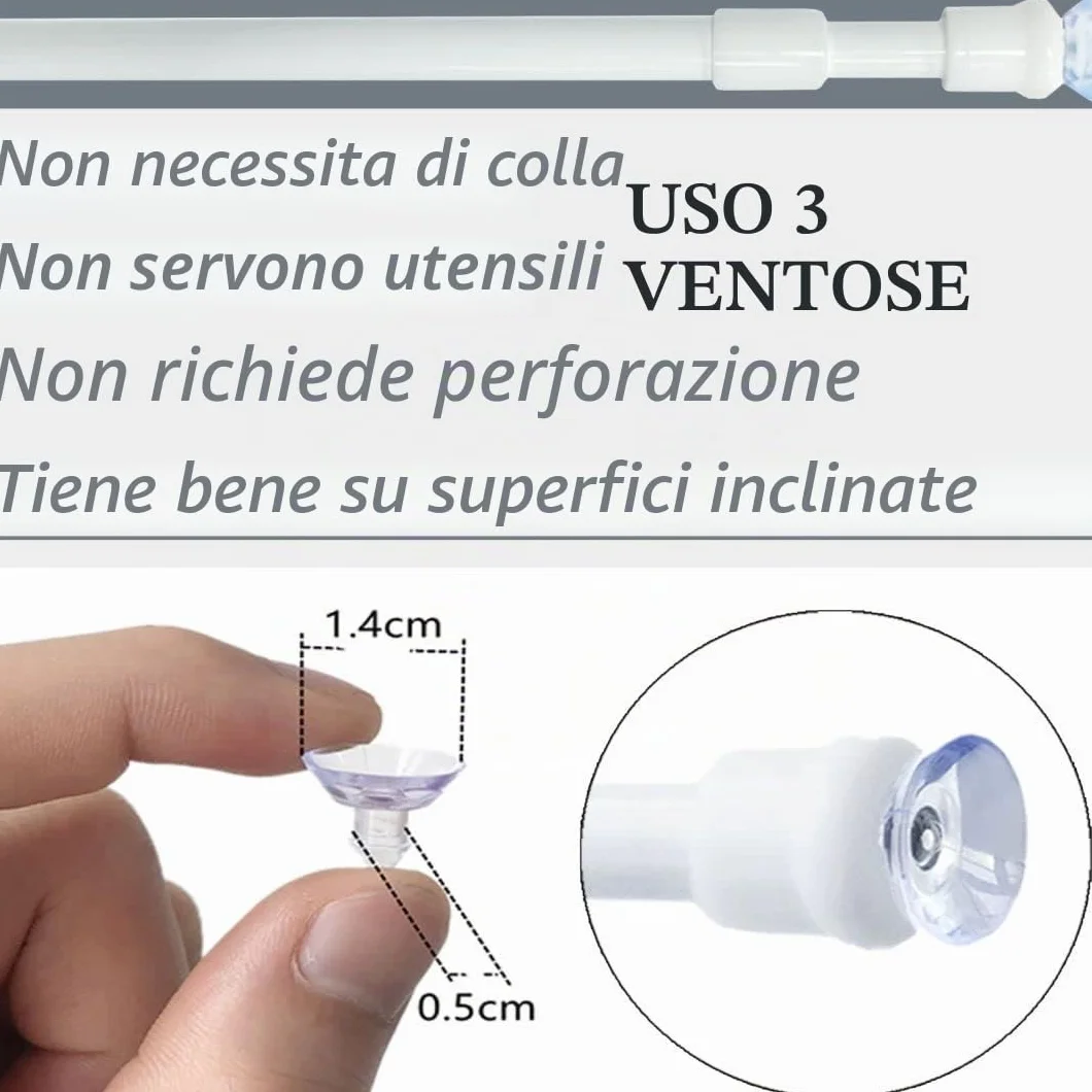 Aste per tende a pressione estendibili Bianco 30-45cm 2 unità