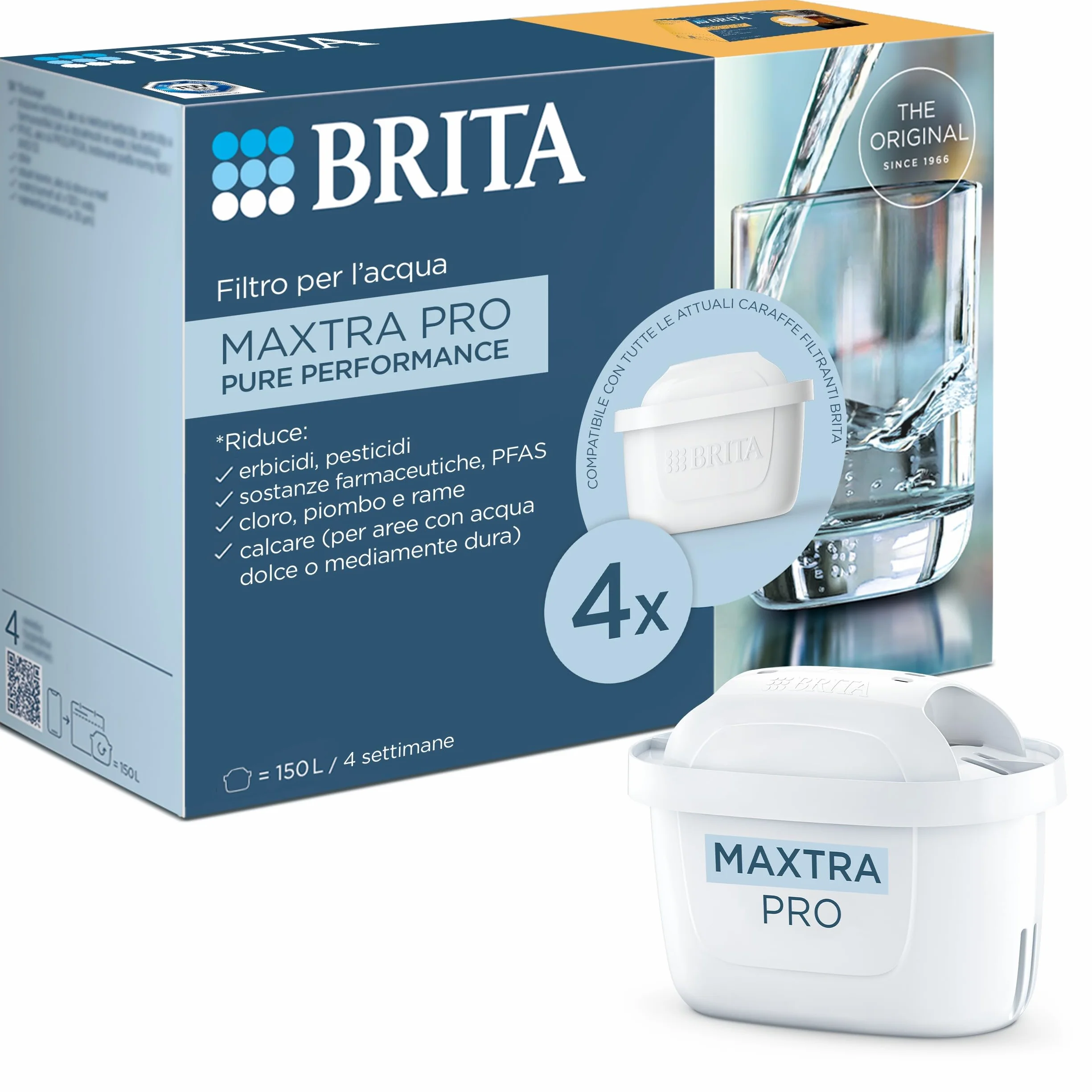 BRITA MAXTRA PRO Pure Performance Filtro Acqua Rubinetto 4 Pezzi Compatibile Caraffa