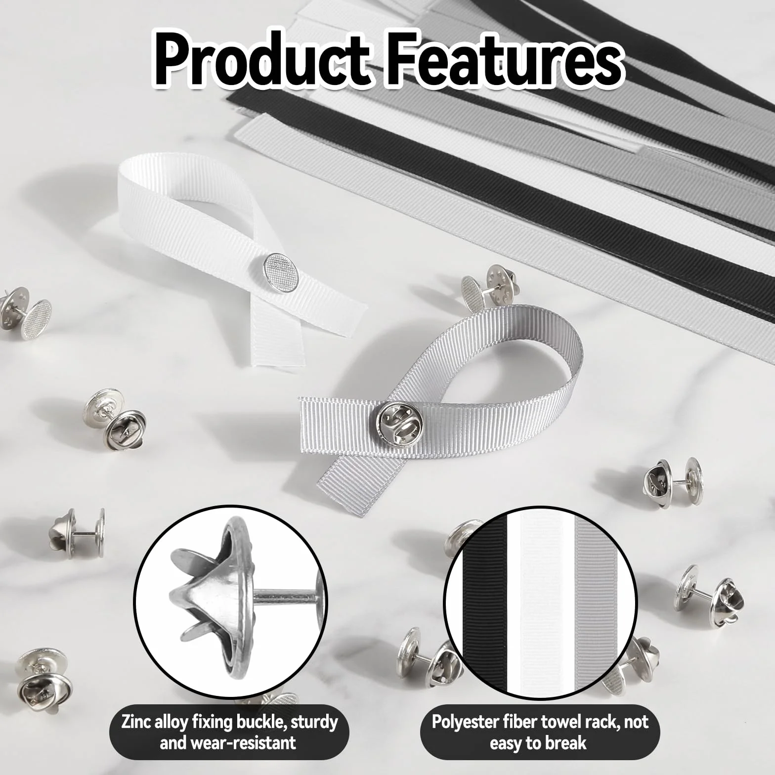 Ganci per asciugamani con clip in metallo, 3 colori, senza cuciture, nero bianco grigio