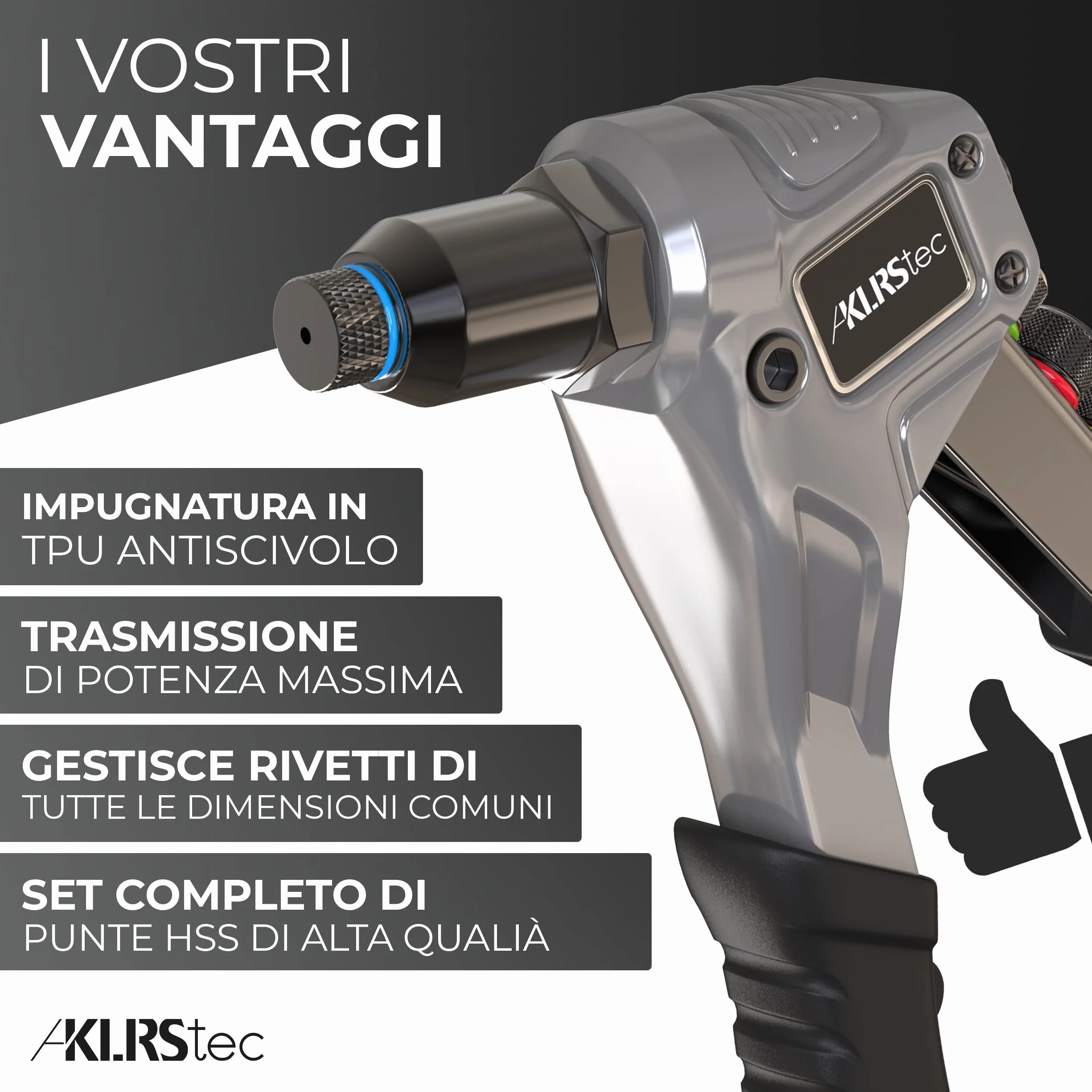 KLRStec Pinze professionali per rivetti inclusi 120 rivetti 4 perforatori HSS Tenaglia per rivetti a strappo