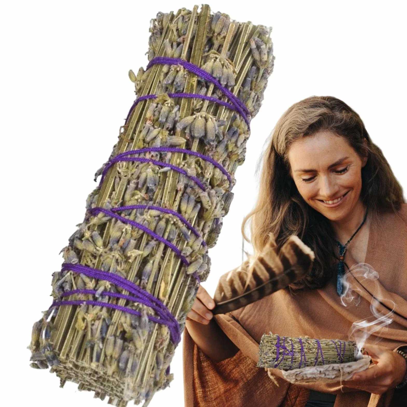 Lavanda Smudge Stick | Fascio di lavanda per bruciare - Arredamento alla lavanda Aromi rinfrescanti per la pulizia della casa Energia negativa per la pulizia del fumo