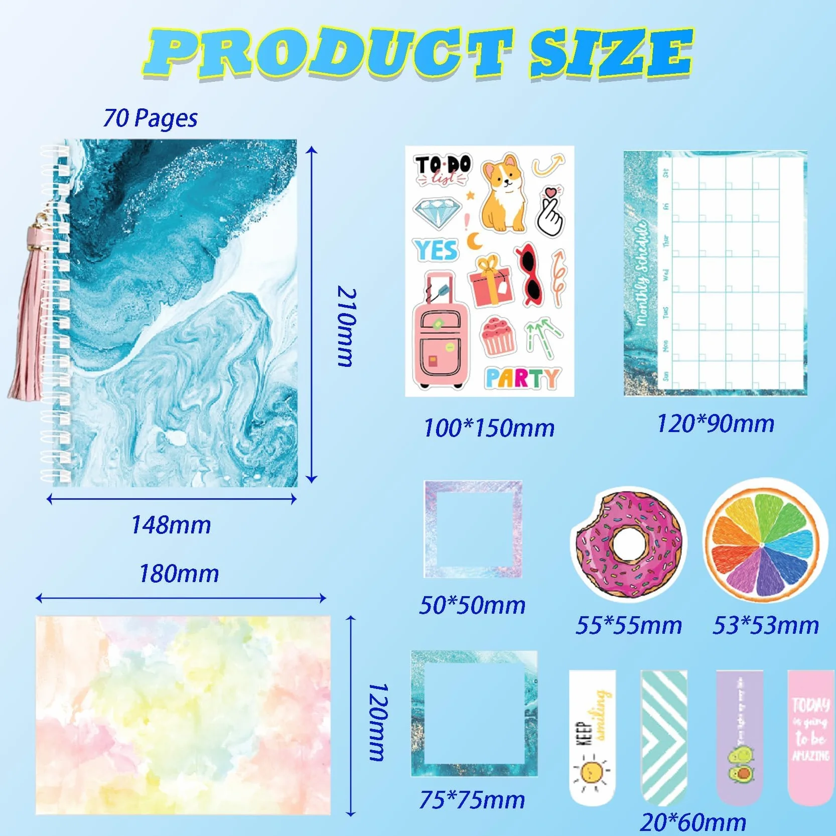 ROEOWENE 153PCS Scrapbooking Kit Stickers Journal DIY Scrapbooking Adesivi Vintage Notebook Aesthetic Accessori Junk Journaling Diario Regalo per Donne Adolescenti Compleanno Natale-Blu