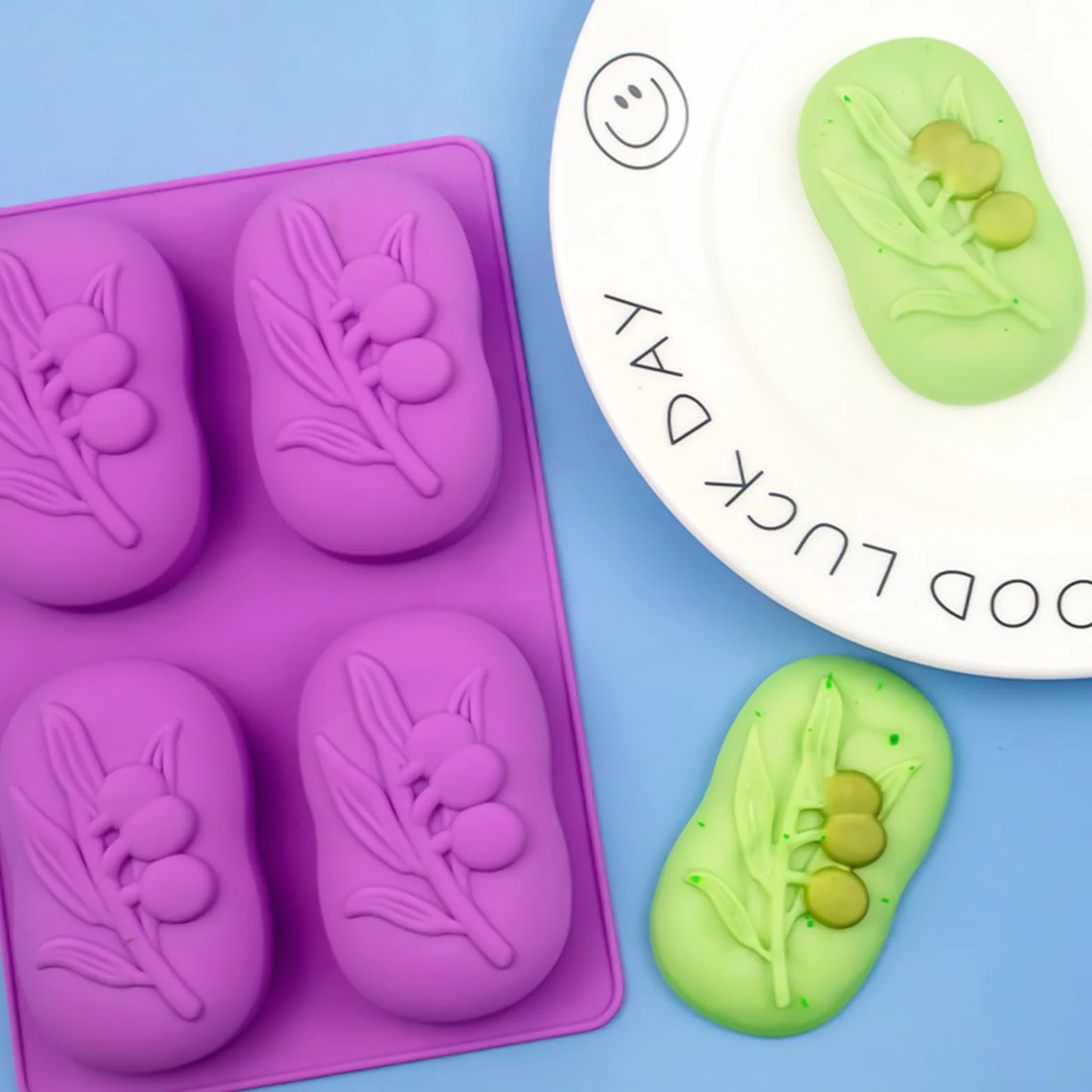 Kit Fai Da Te Saponette 2 Pezzi Stampo, 4 Cavità per Sapone, Stampi Silicone Ovali