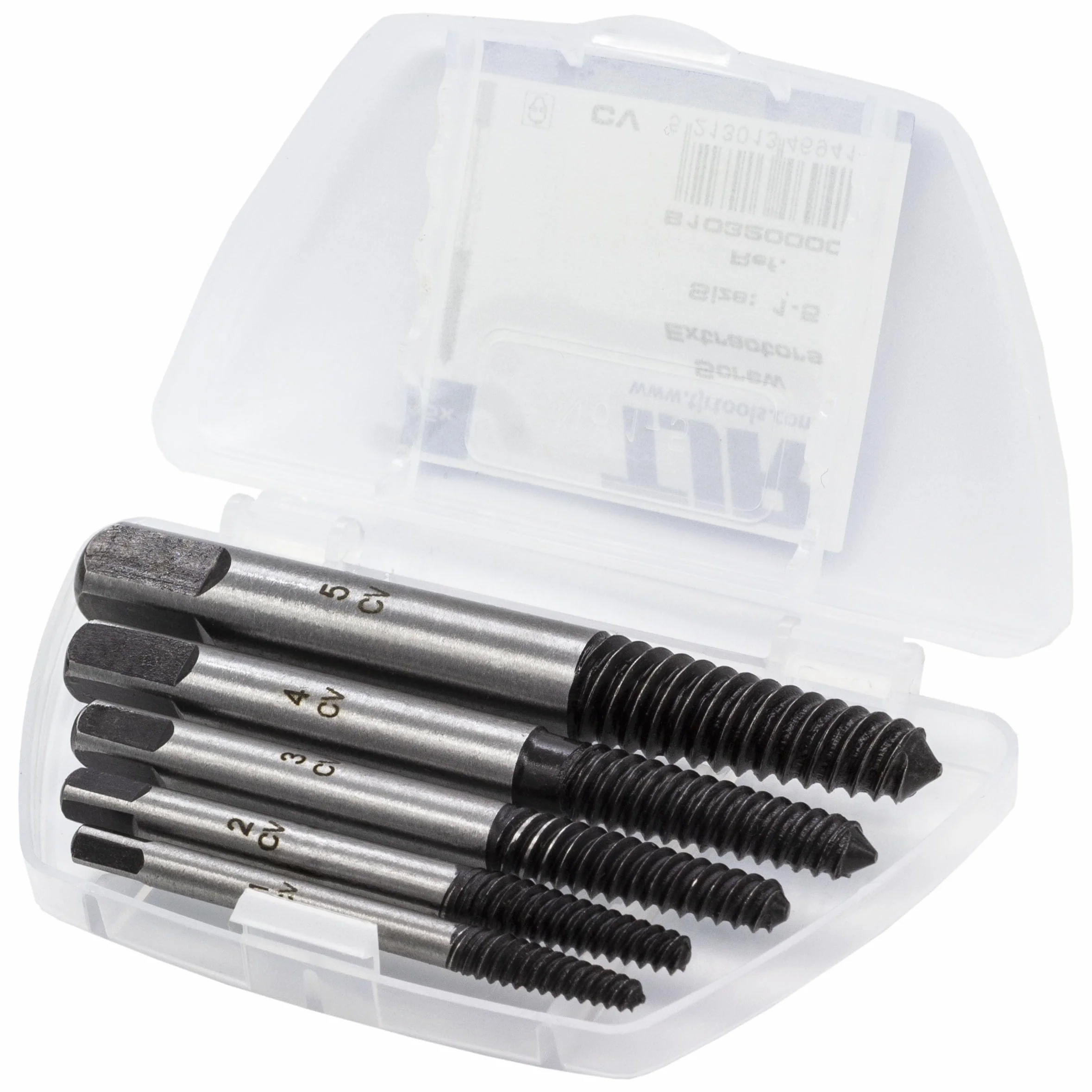 TJR® set di 5 estrattori per viti a spirale, dimensioni #1-#5 per M3-M8 - Facile rimozione di bulloni scanalati multi-spline