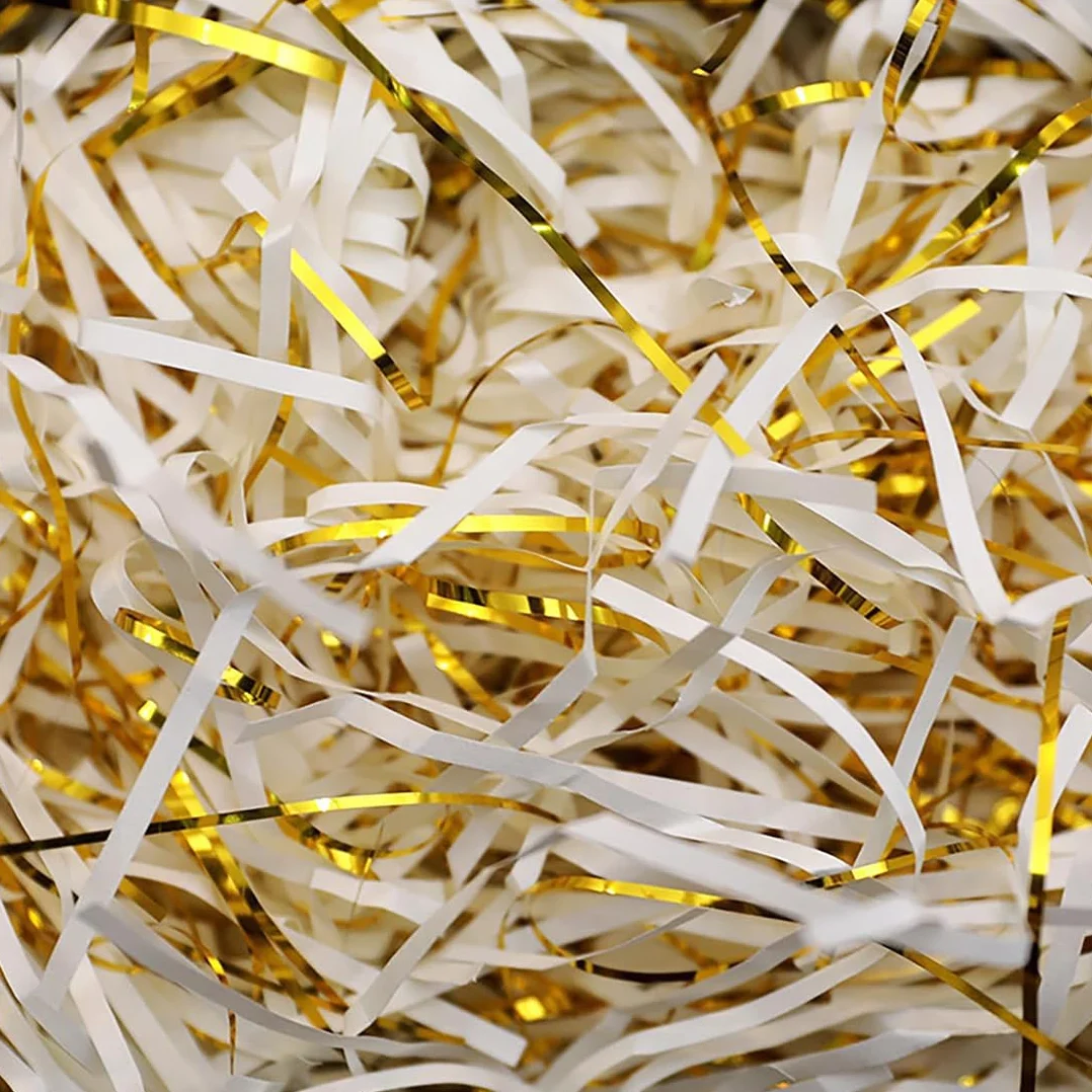 KOLZEMV 100 g di materiale di riempimento, carta velina, carta velina bianca, carta triturata per confezione regalo, materiale di riempimento per pacchetti, decorazione regalo festival, Bianco