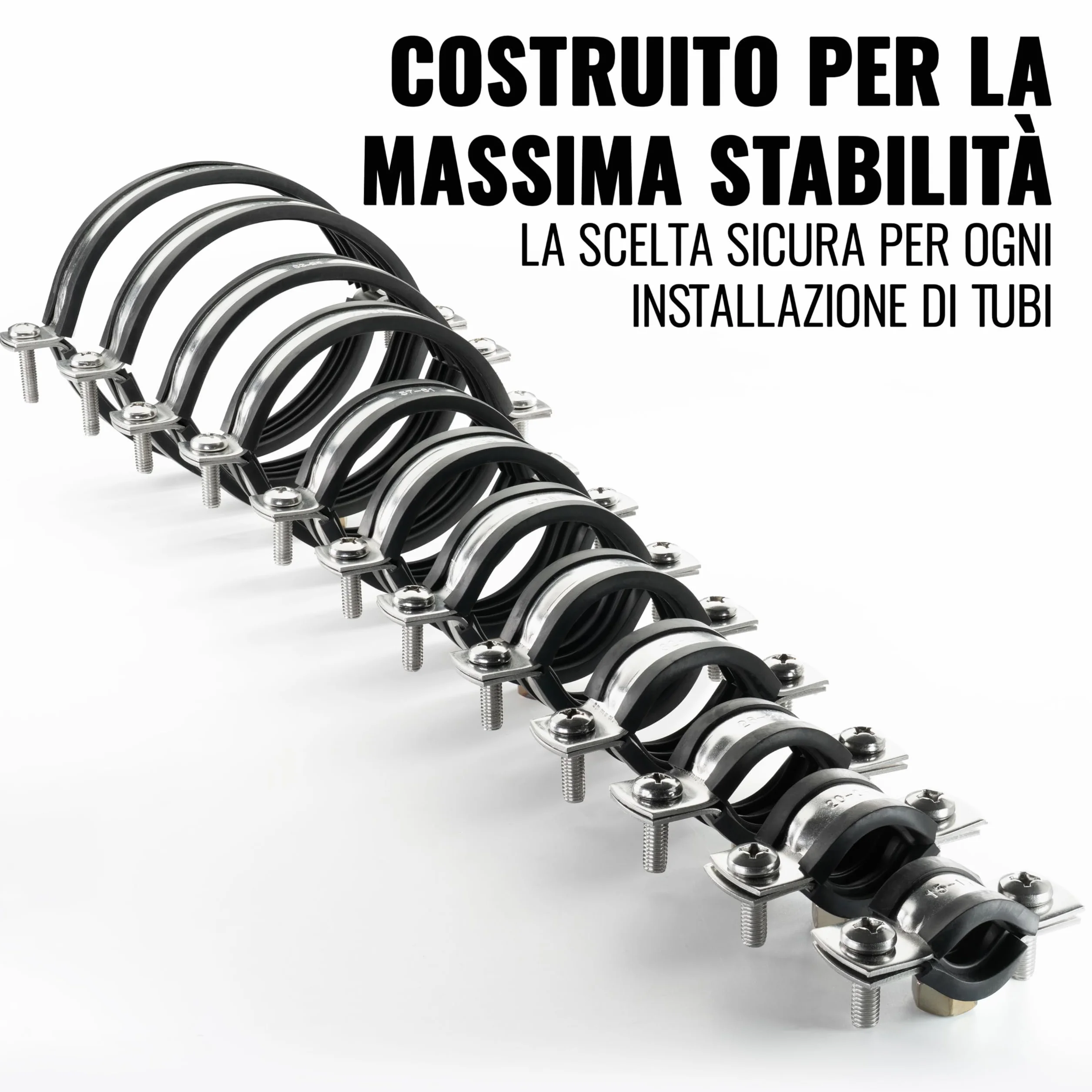 Poppstar 2x Fascette stringitubo in acciaio inox W4 (campo di serraggio 20-25 mm, 1/2") con viti prigioniere M8*82 e tasselli