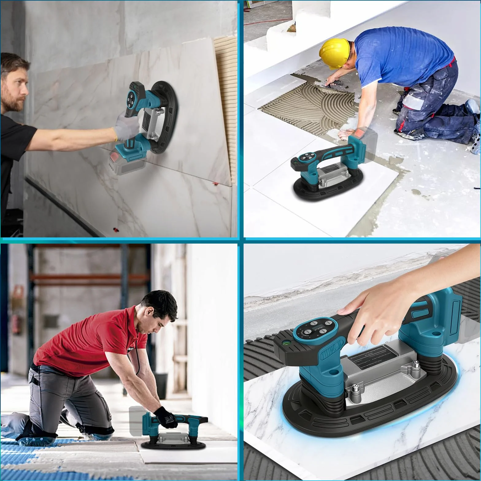 Macchina vibrante per piastrelle compatibile con batteria Makita da 18 V (senza batteria), piastrellatrice con 9 velocità regolabili, ventosa ingrandita e adsorbimento da 100 kg per posa di piastrelle