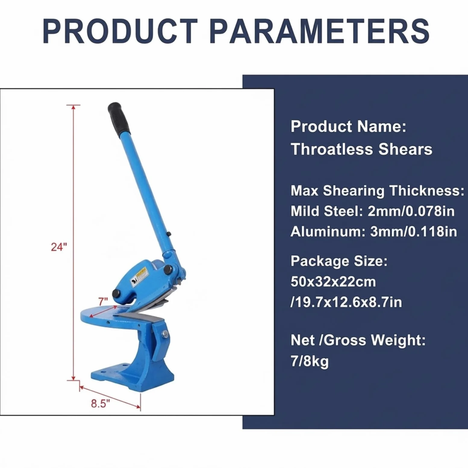 Cesoia per Lamiera Senza Collo, Utensile Manuale da Banco da 440 mm | Taglia Acciaio Dolce da 2 mm e Alluminio da 3 mm, Lame Rotanti Curve e Ingranaggi per Tagli Dritti, Curvi e Sagomati