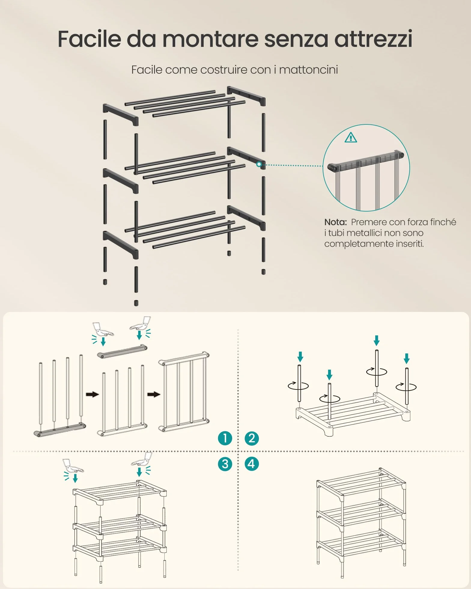 SONGMICS Scarpiera, 3 Ripiani, Scarpiera Ingresso Slim, Organizer per Scarpe, Metallo, Soggiorno Armadio, Impilabile, 30 x 45 x 48,5 cm, Nero LSA113BH01