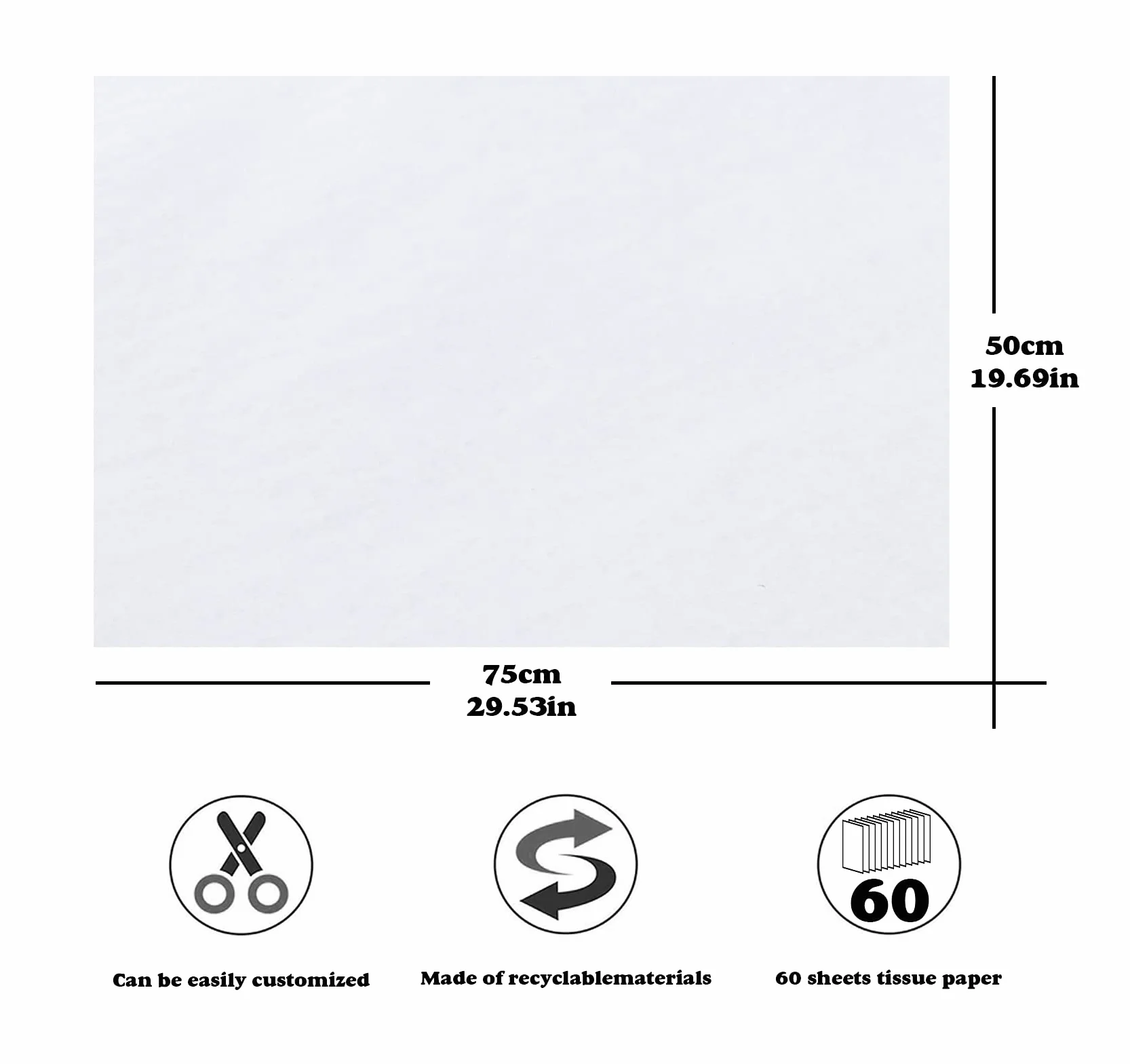 Carta Velina Bianca, 60 Fogli da 50x75cm, Artistica per Artigianato, Feste e Confezioni Regalo
