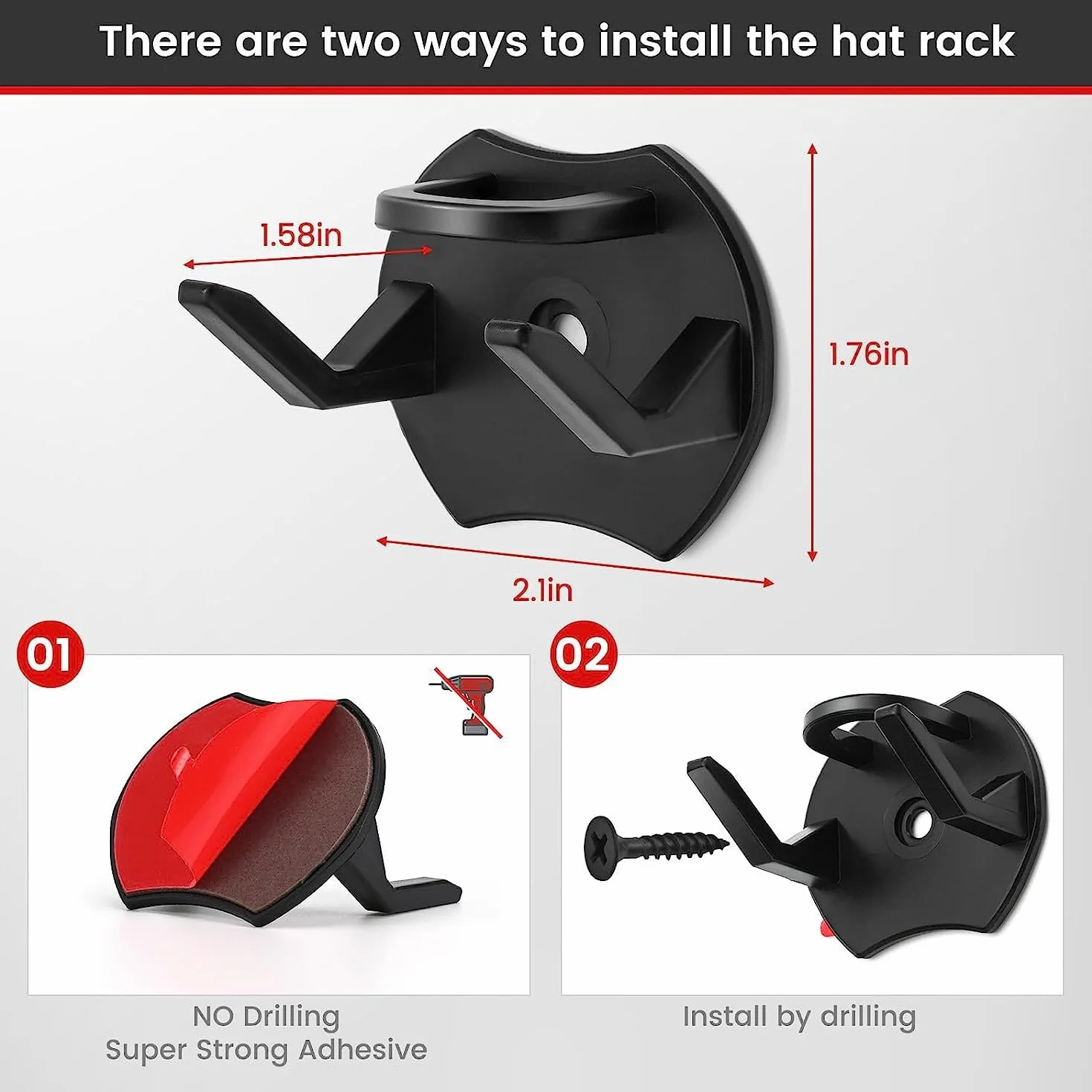 PIQIUQIU 10 Ganci Autoadesivi da Parete per Cappelli, Display per Cappelli da Baseball