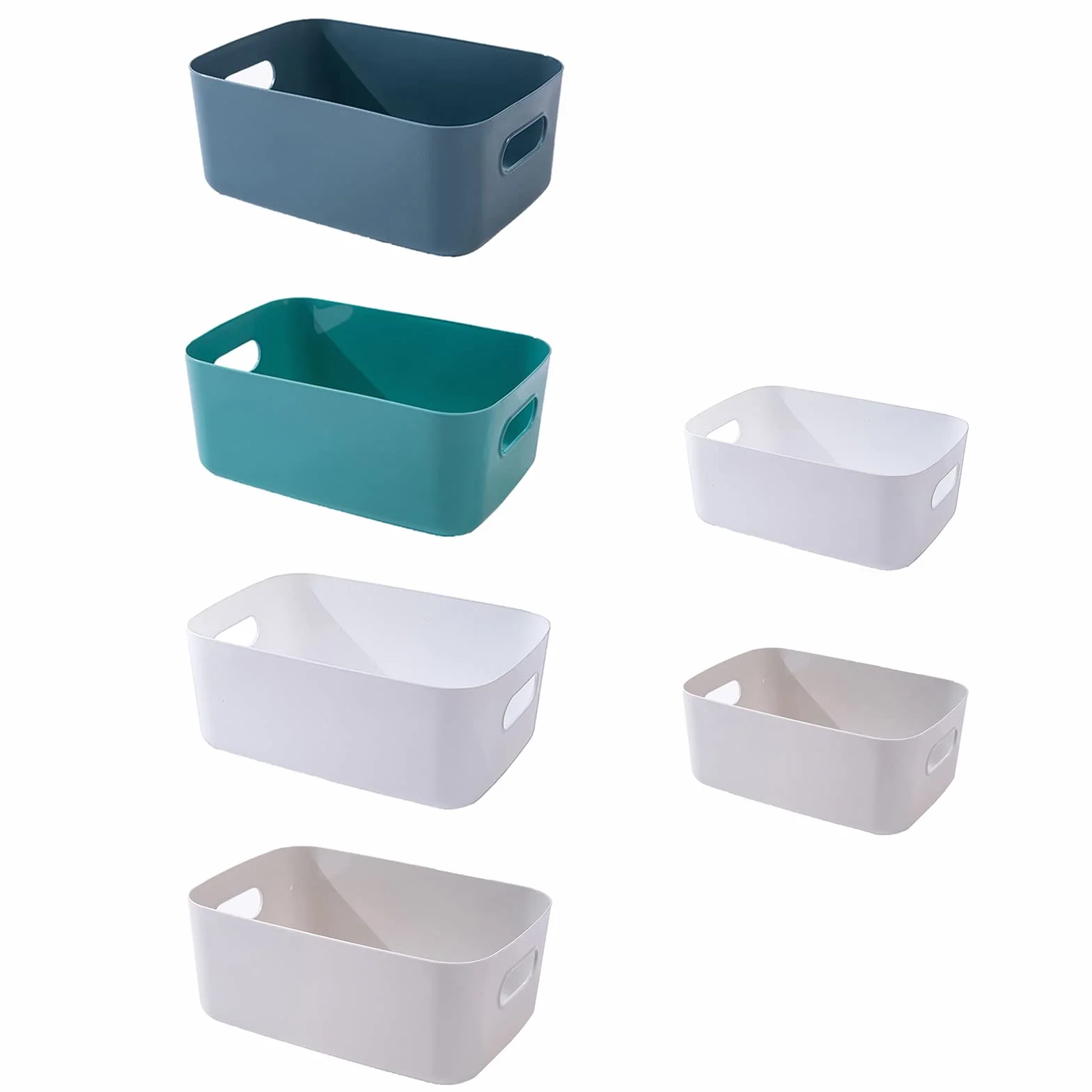 Spesh 6 cestini portaoggetti in plastica per armadietti blu verde bianco grigio