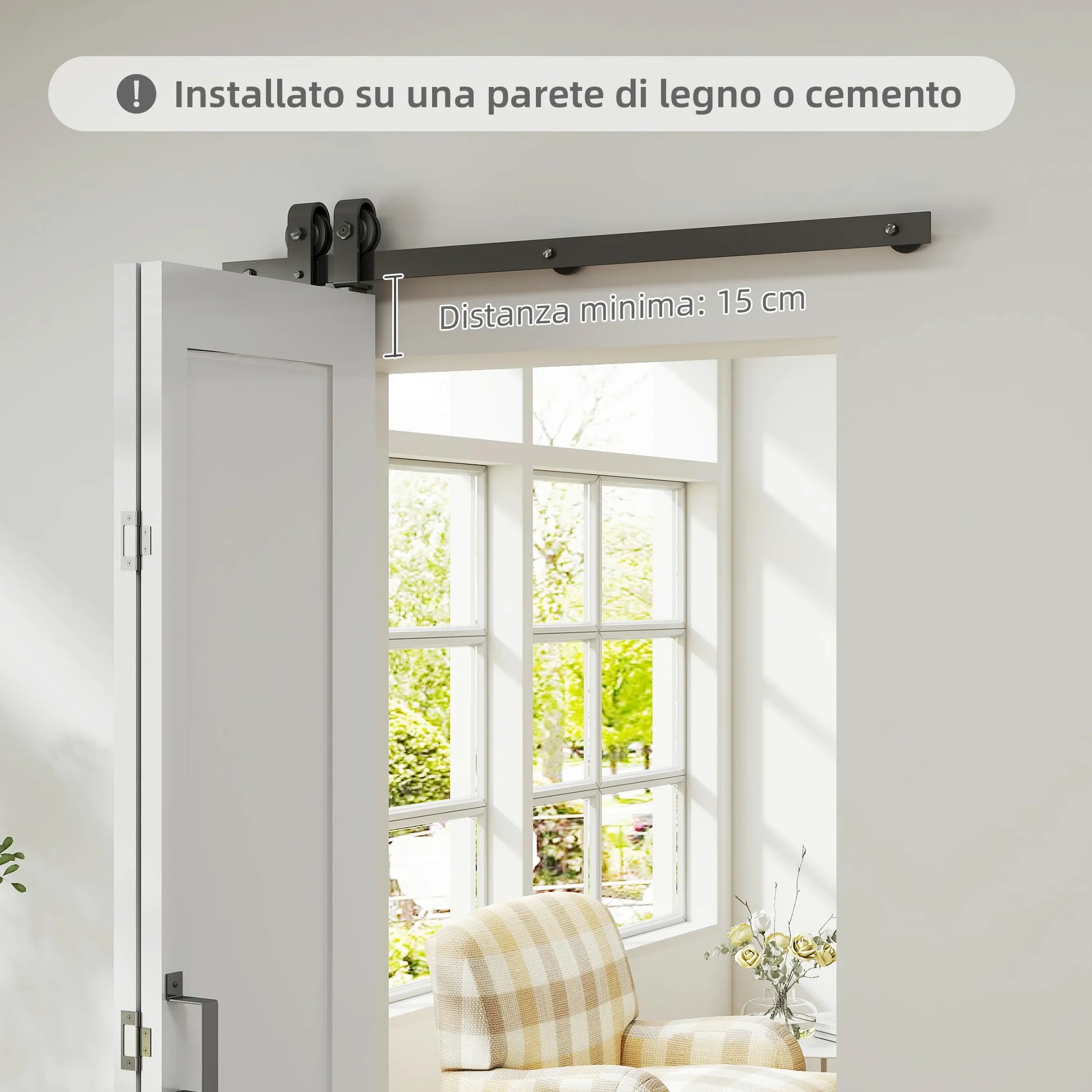 HOMCOM Porta Scorrevole a Libro 90x210 cm, Porta Pieghevole a Portafoglio con Maniglia e Superficie Verniciabile, Bianco