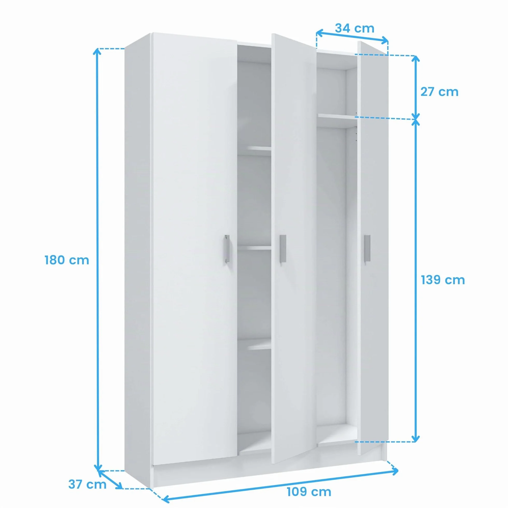 Habitdesign FOARM7143O Mobile Multiuso Tutto in Laminato, Bianco, 3