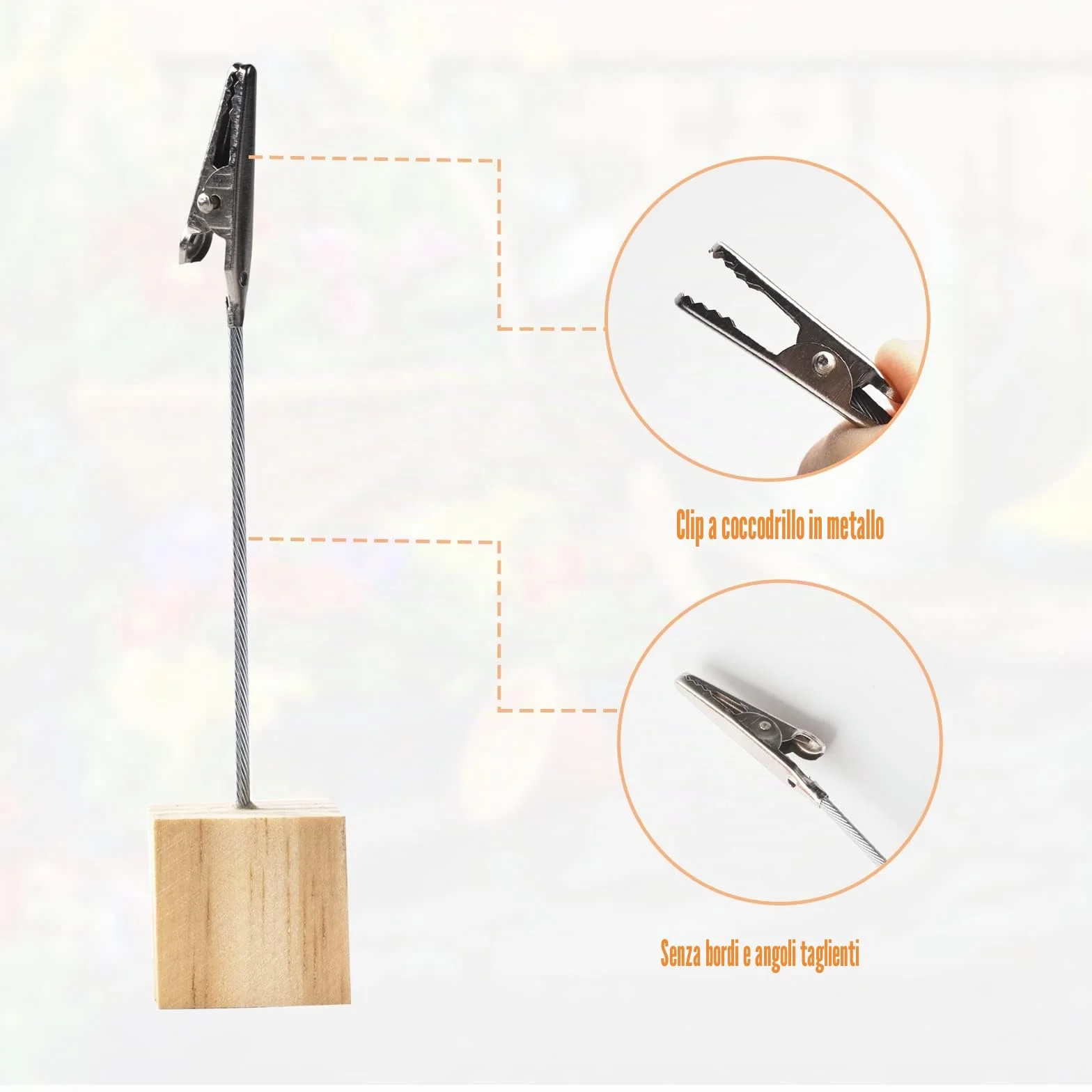 20 Pezzi Portafoto con Mollette Clip Portafoto Porta Memo Porta Segnaposto Clip e Base in Pino Per Feste Negozio di Ristoranti Cartellino Prezzi Numero di Tavolo