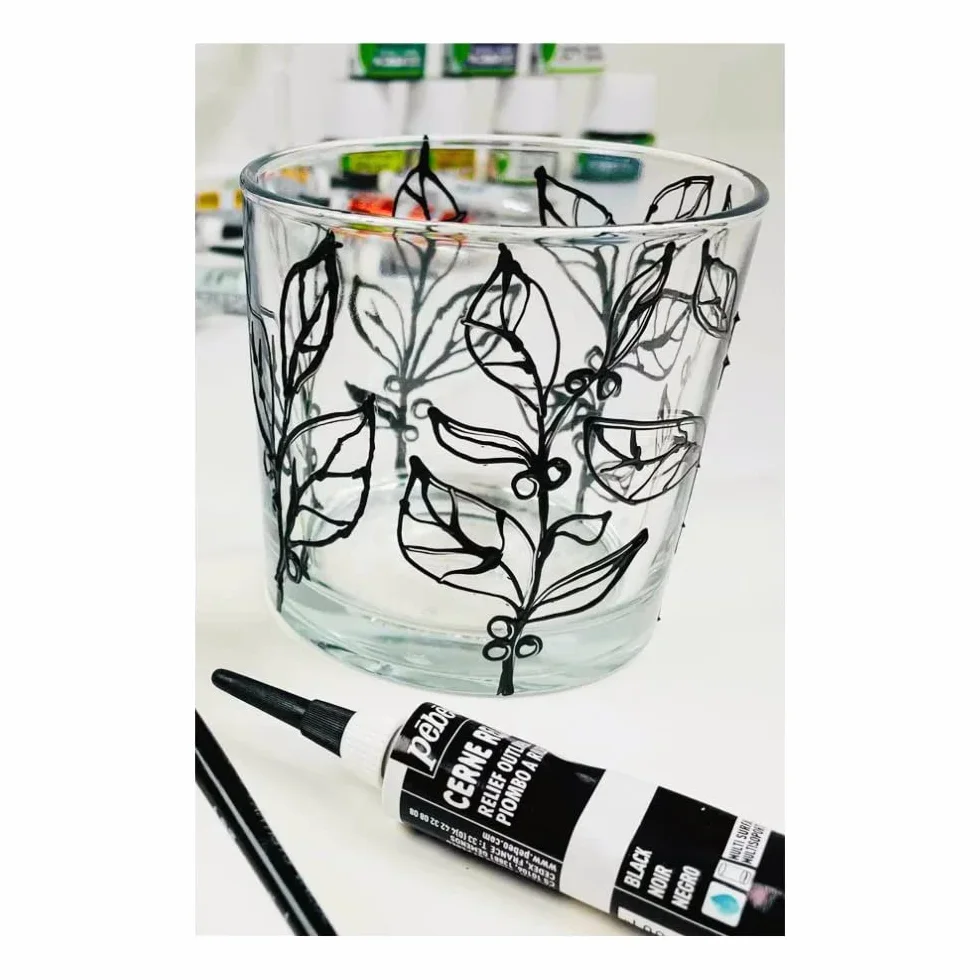 Pebeo - Tubo da 20 ml di Crema Effetto piombato, per Pittura su Vetro, Colore Nero