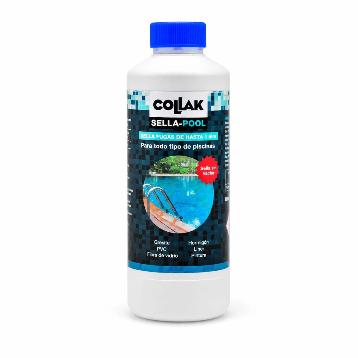 Collak Sigillante per perdite per piscina Seala-Pool 1L - Ripara crepe senza vuoto - Compatibile con Liner, Calcestruzzo, PVC, Fibra, SPA, Serbatoi e Tubi - Uso professionale e domestico
