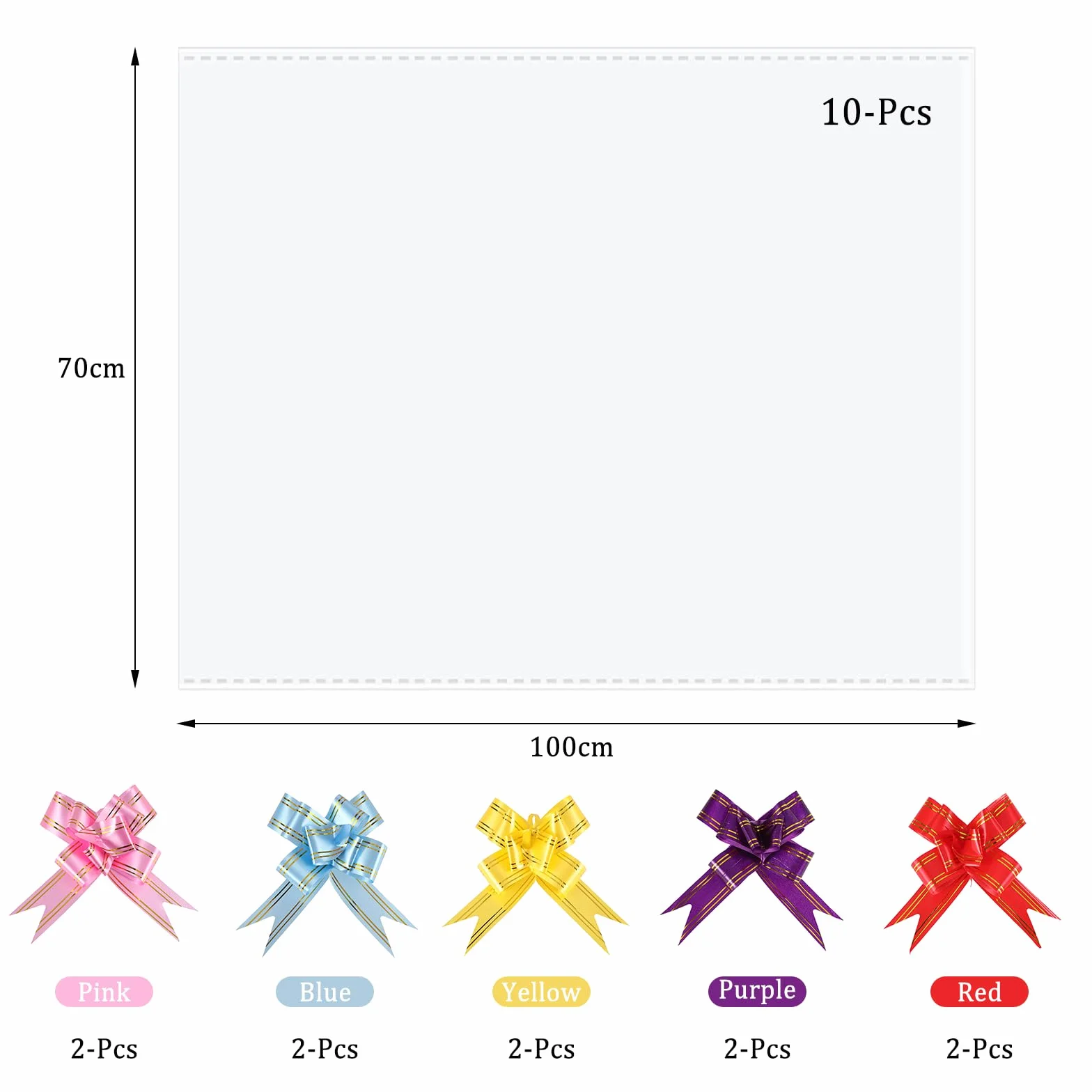 INNAL Set di 20 Sacchetti Regalo in Cellophane, 10 Grandi Sacchetti Regalo Trasparenti in Cellophane 100x70cm, Carta Regalo, Sacchetti in Cellophane con 10 Fiocchi da Tirare per Regali, Cestini