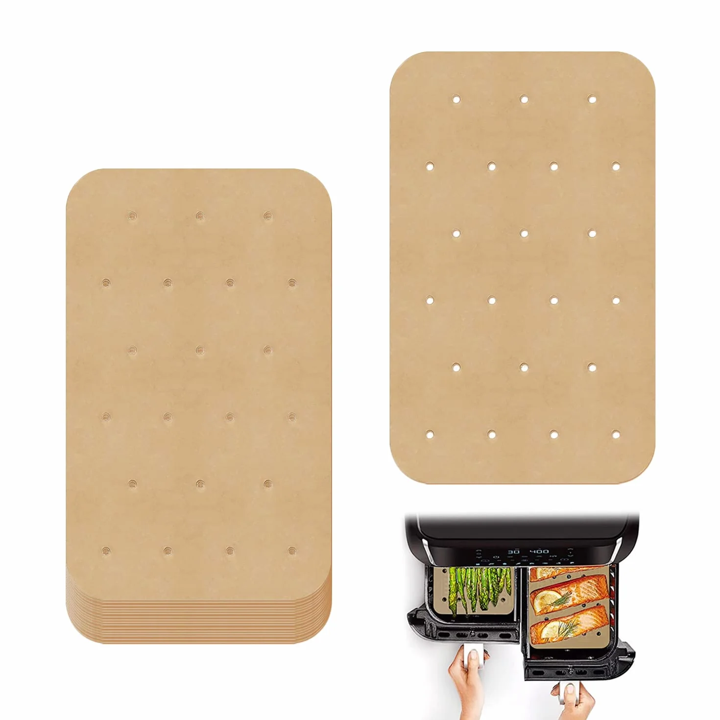 120 fogli di inserti per friggitrice ad aria, inserti in carta pergamena, carta forno perforata, carta da cucina per oli, inserti antiaderenti per friggitrice ad aria per friggitrice ad aria, forno