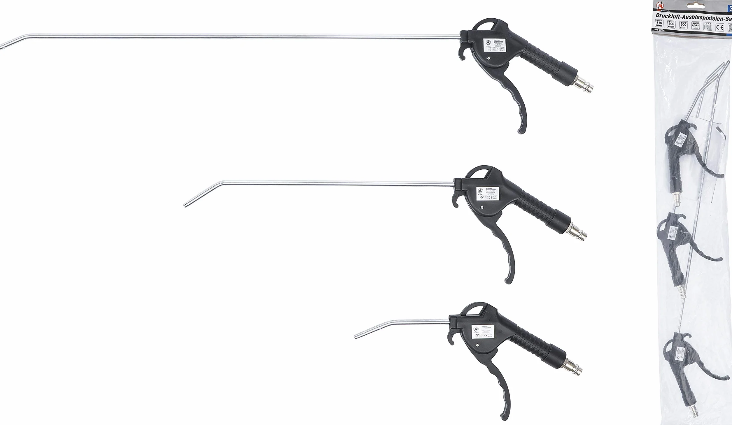 BGS Diy 3294 | Serie di pistola pneumatiche per soffiaggio | 110/300 / 500 mm | 3 pz.