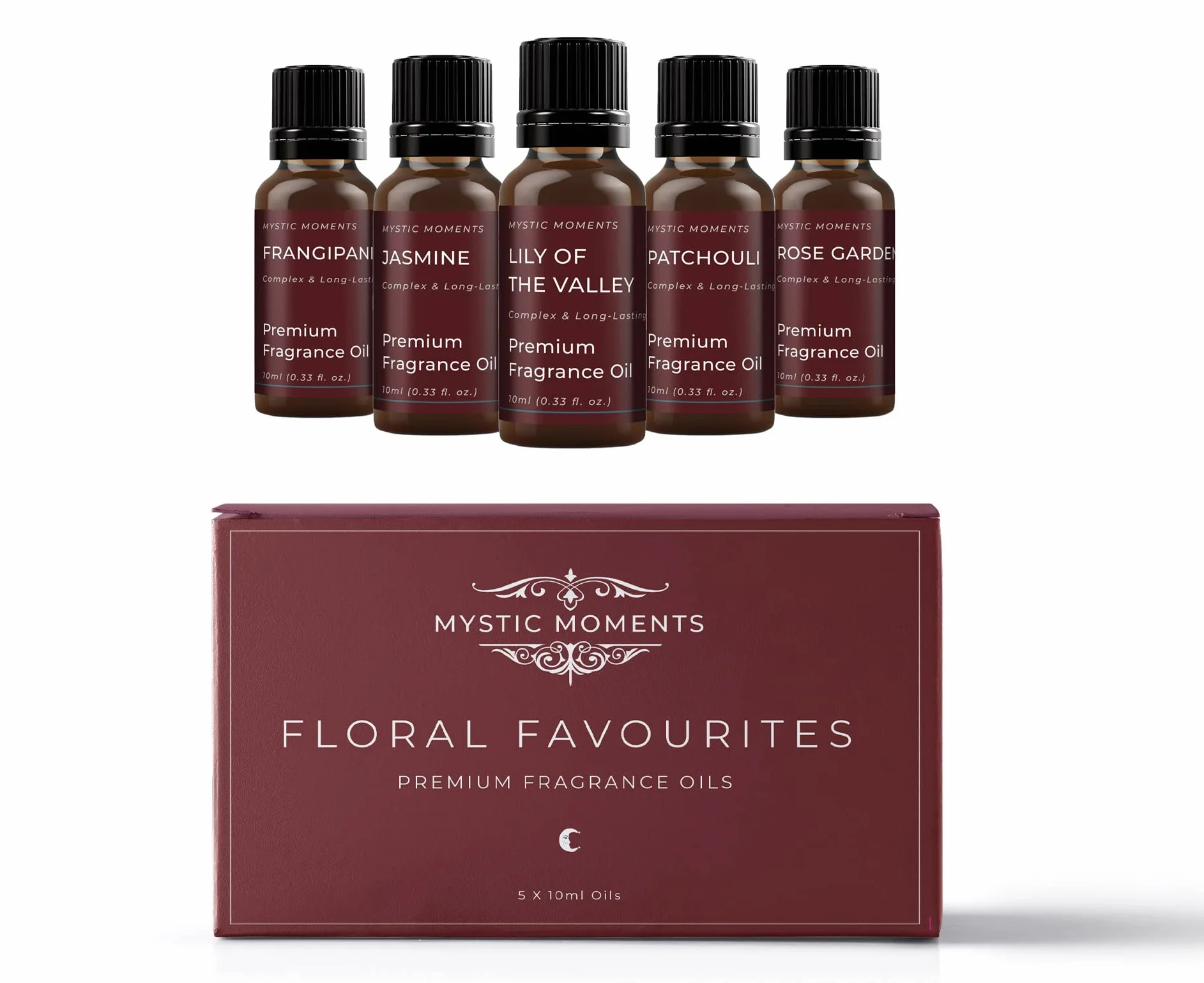 Mystic Moments | Kit Regalo Iniziale di Oli Profumati Preferiti Floreali 5x10ml | 5 Oli Profumati Floreali Premium | Ricche Fragranze per la Casa, di Lunga Durata