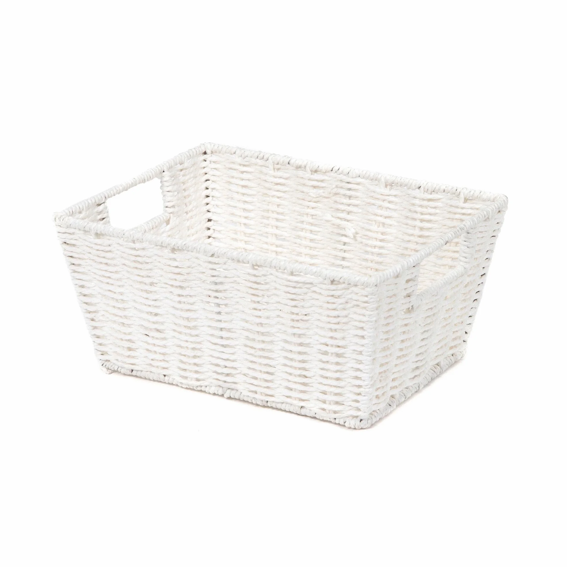 Compactor Etna Cesto Rettangolare in Carta Intrecciata a Mano Bianco 31 x 24 x H. 14 cm