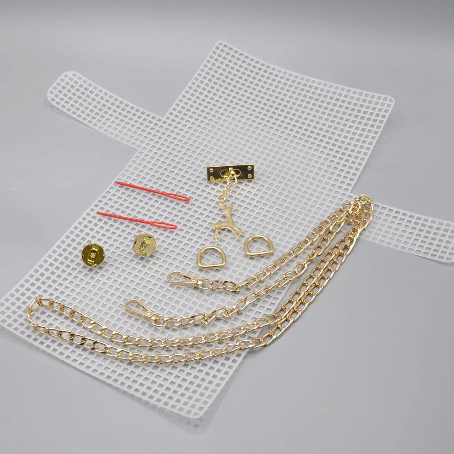 Sundrerfect Kit Modellabile 8 Pezzi Per Borsa Uncinetto Con Rete in Plastica, Cerniere e Accessori