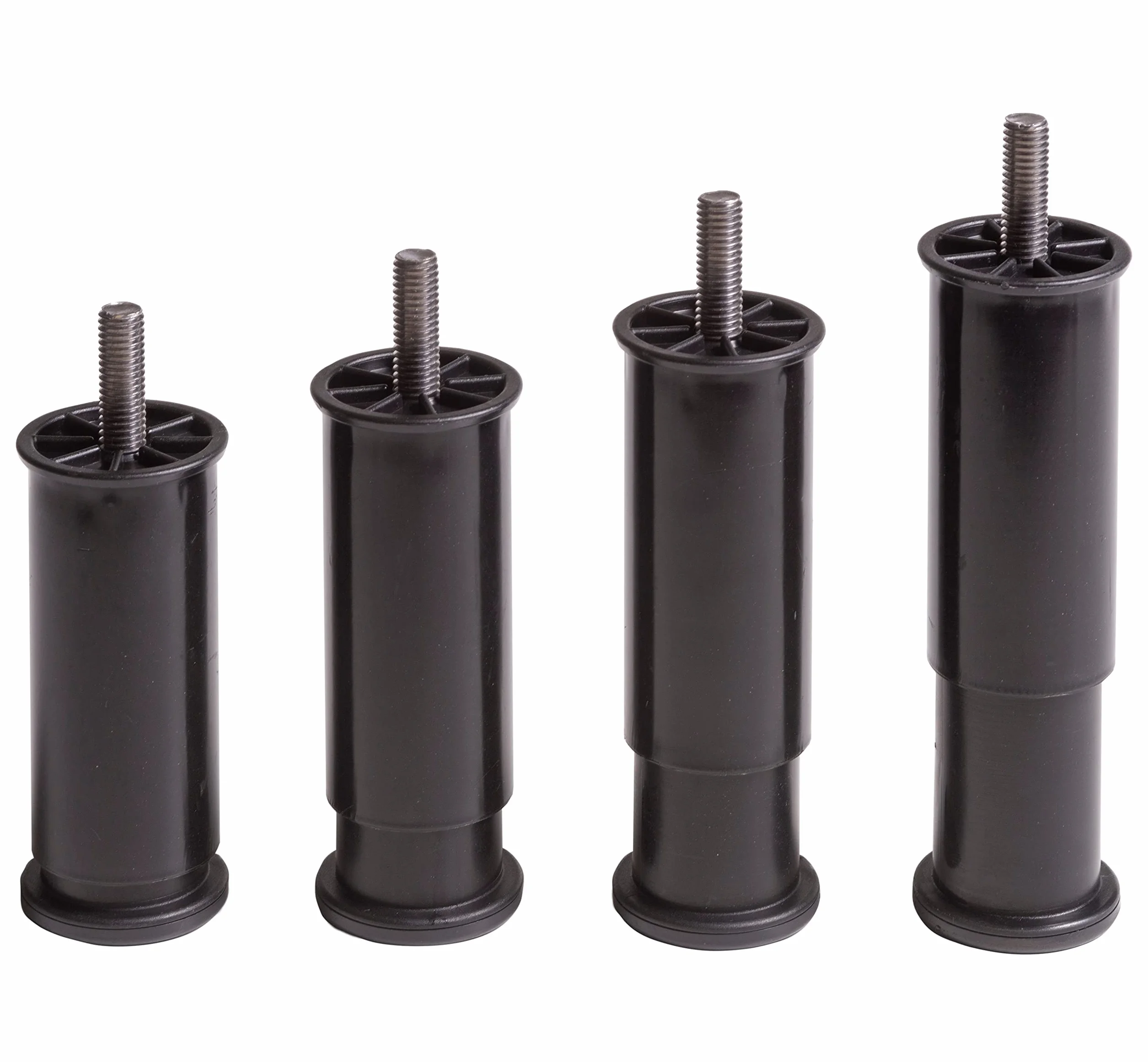 IPEA 4X Piedini Regolabili per Mobili, Cucina, Divano, Armadi – Set di 4 Gambe Allungabili in Altezza da 100 a 145 mm – Piedi Colore Nero – 45 millimetri di Allungamento