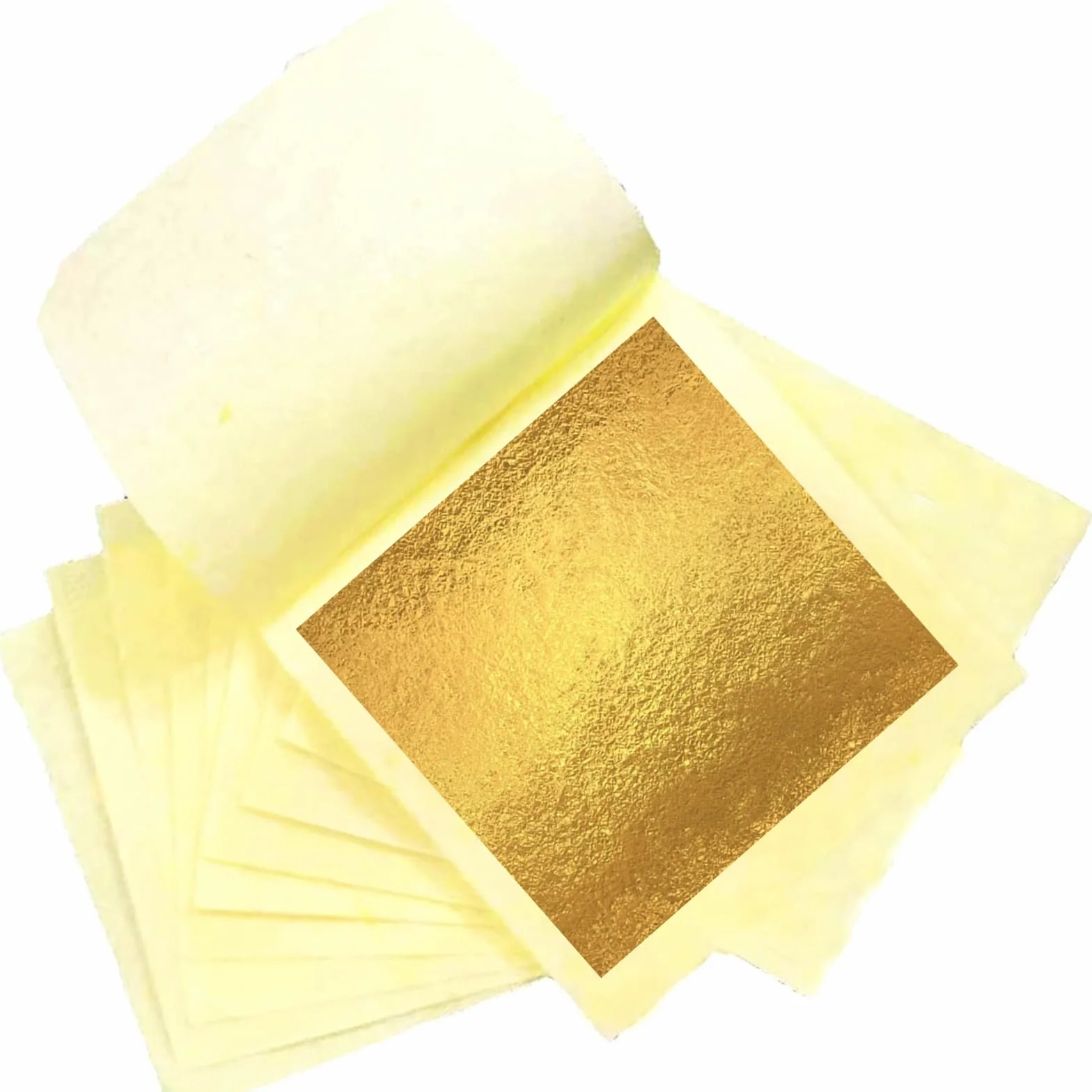 Oro Commestibile, 10 Pezzi 24k 4.3X4.3 CM Foglia Oro Alimentare per Uso Alimentare Decorazione Artigianale Perfetta per Decorare Torte Vino Gelati Uso in (10)