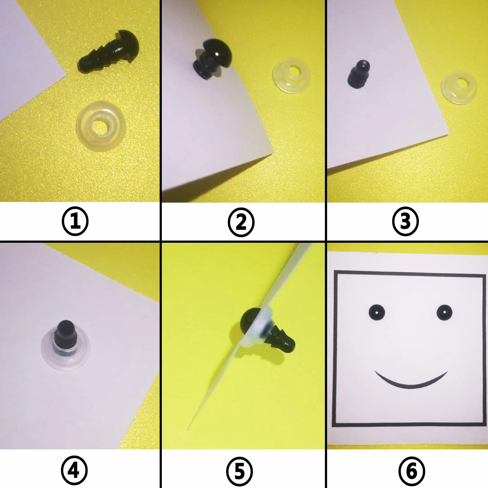 100PCS Occhi di Sicurezza con Rondelle 6mm Occhi Giocattolo in Plastica Nera per Creazione Bambole Fai-da-Te
