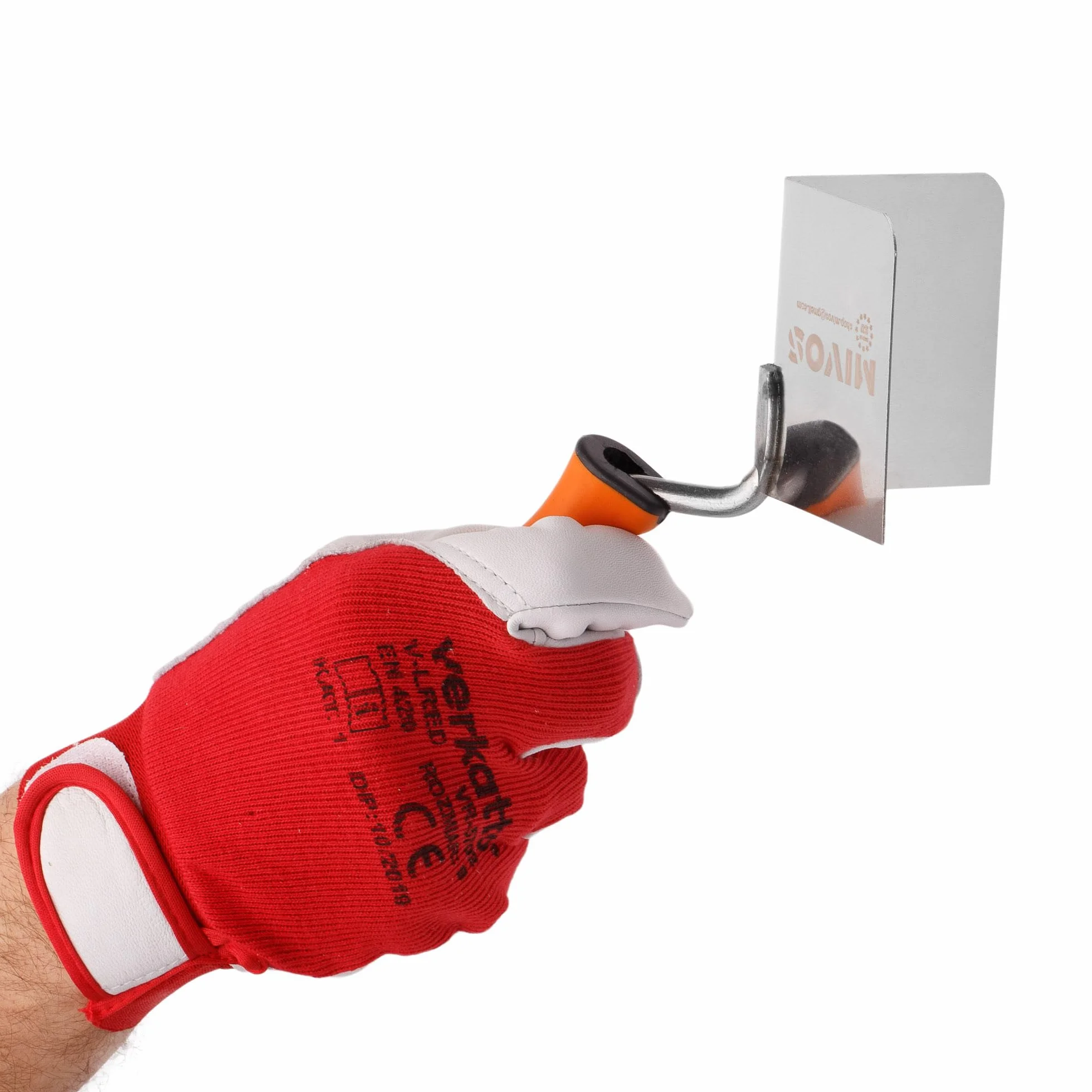 Mivos 2 x Spatole Angolari Antiruggine 80 x 60 mm - Cazzuola Angolare Interna ed Esterna in Acciaio Inox - Cazzuola per Bordi Interni ed Esterni con Impugnatura Morbida - Spatola Angolare per Stucco