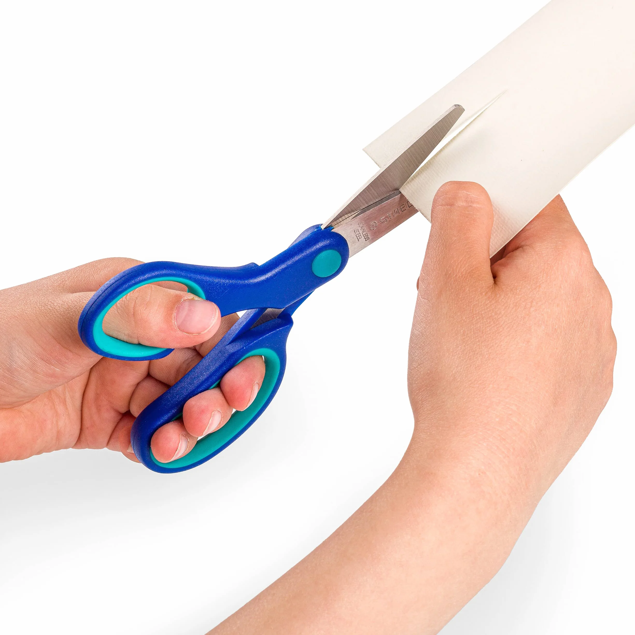 STAEDTLER, forbici per mancini con punte arrotondate e impugnatura ergonomica, perfette per bambini, 965 14LNBK