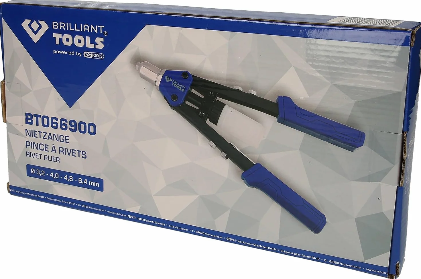 BRILLIANT TOOLS BT066900 Rivettatrice manuale per rivetti Ø 3,2-4,8-6,4 mm