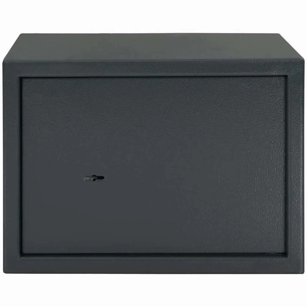 Cassaforte 35 x 25 x 25 cm con serratura, cassetta di sicurezza in acciaio per oggetti di valore, cassaforte per documenti, cassetta di denaro, grigio scuro, per ufficio domestico