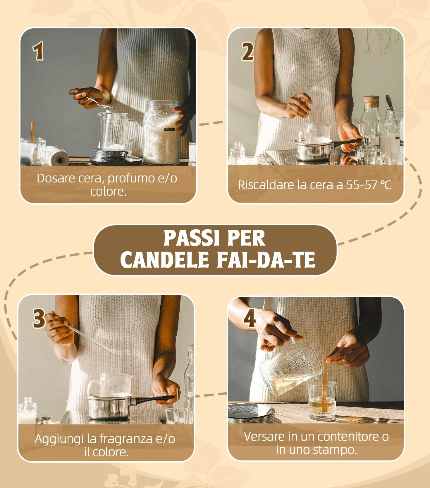 BOYUJK Cera di Soia per Candele 5KG, Premium Natural Cera per Candele, 100% Cera per Candele Fai da Te per La Produzione di Candele da Agricoltura Biologica