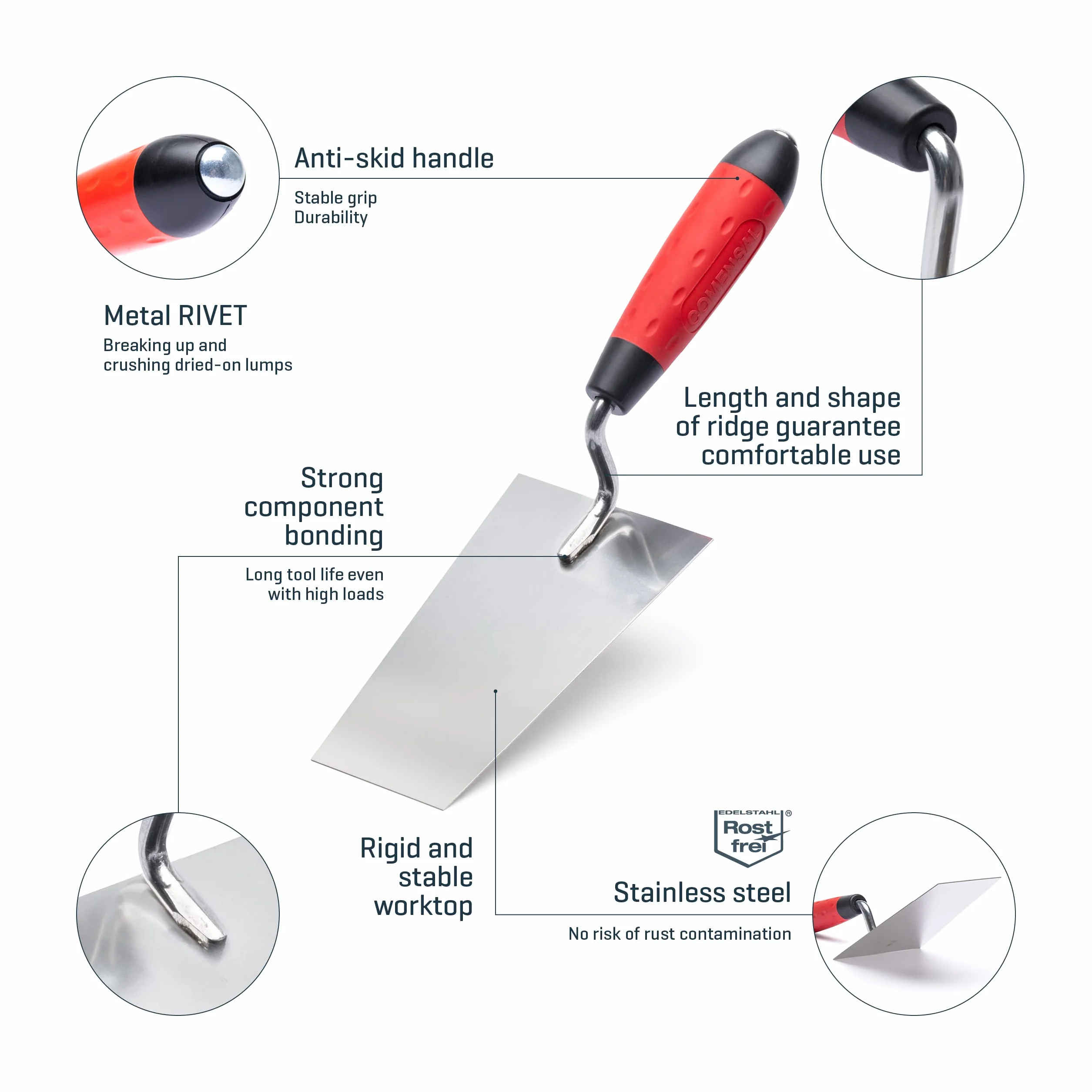 COMENSAL® Kit per lavaggio piastrelle - Set lavaggio piastrelle dopo la stuccatura - Secchio per piastrelle - Spatola di gomma - Kit con Secchio e Accessori - Frattazzo acciaio inox - Made in EU