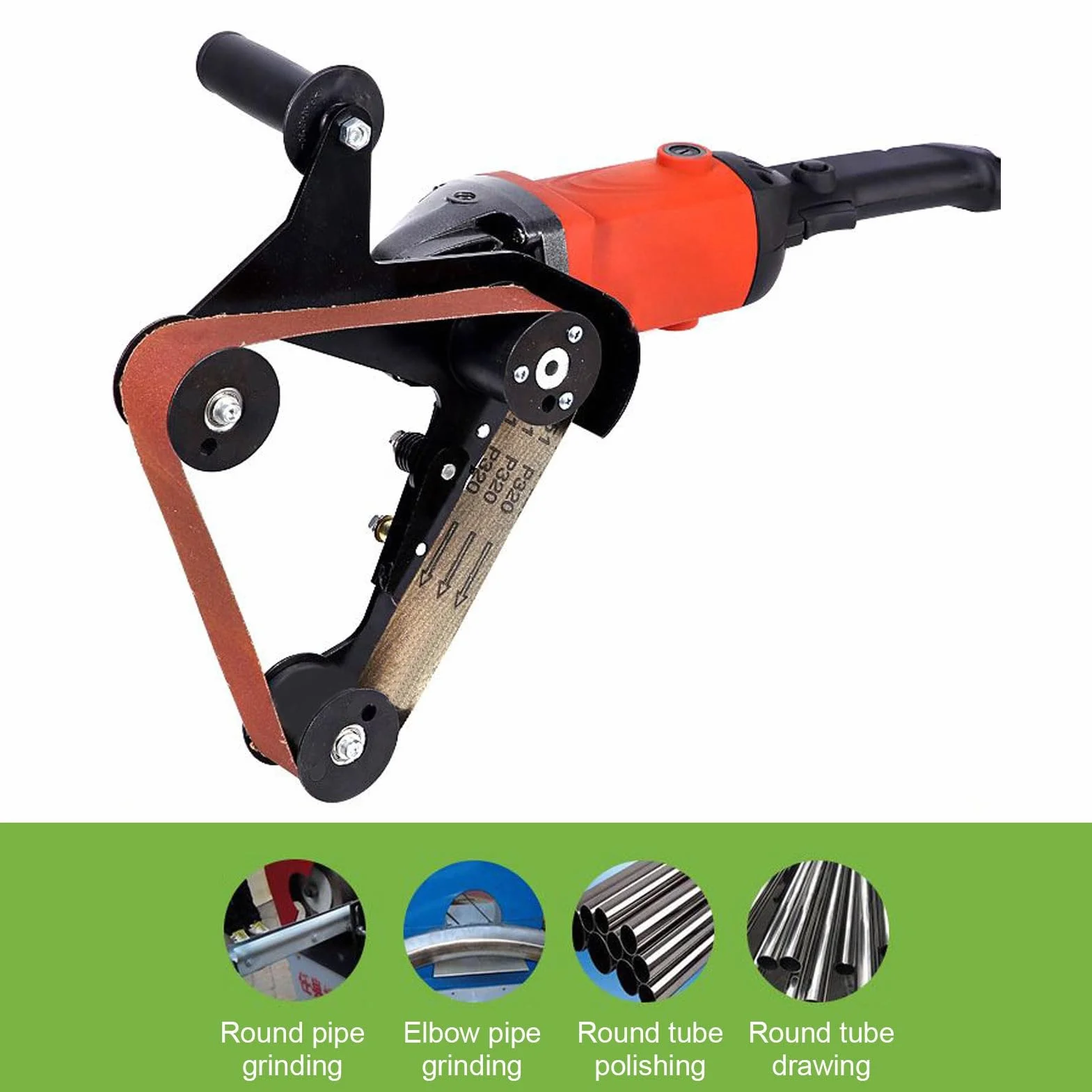 Mini Levigatrice a Nastro per Tubi in Acciaio Inossidabile, Lega di Alluminio, Lucidatura Metallo, Include 5 Nastri Abrasivi