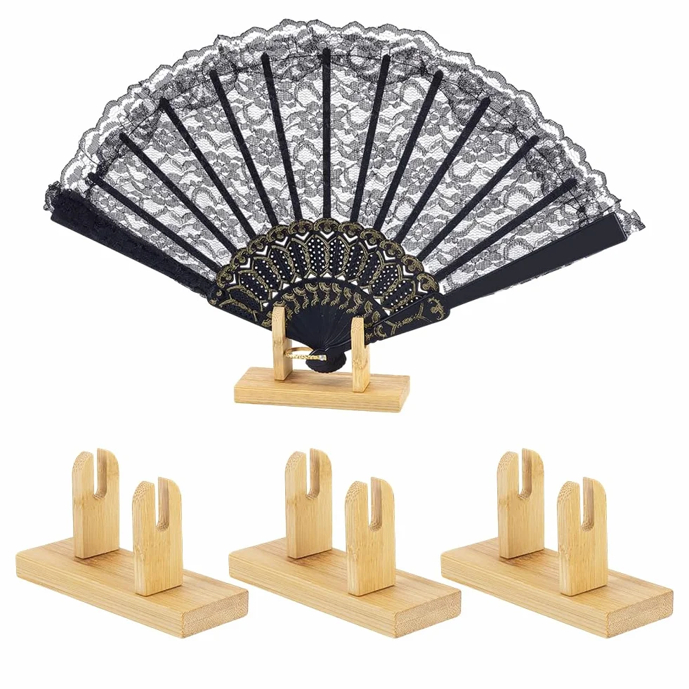 PH PandaHall 4pz Supporto per Ventaglio Pieghevole in Legno Supporto per Ventaglio Singolo, Base Espositiva per Ventagli Pieghevoli Giapponesi per Negozi Musei e Case, 11.3x4.1x6.3cm
