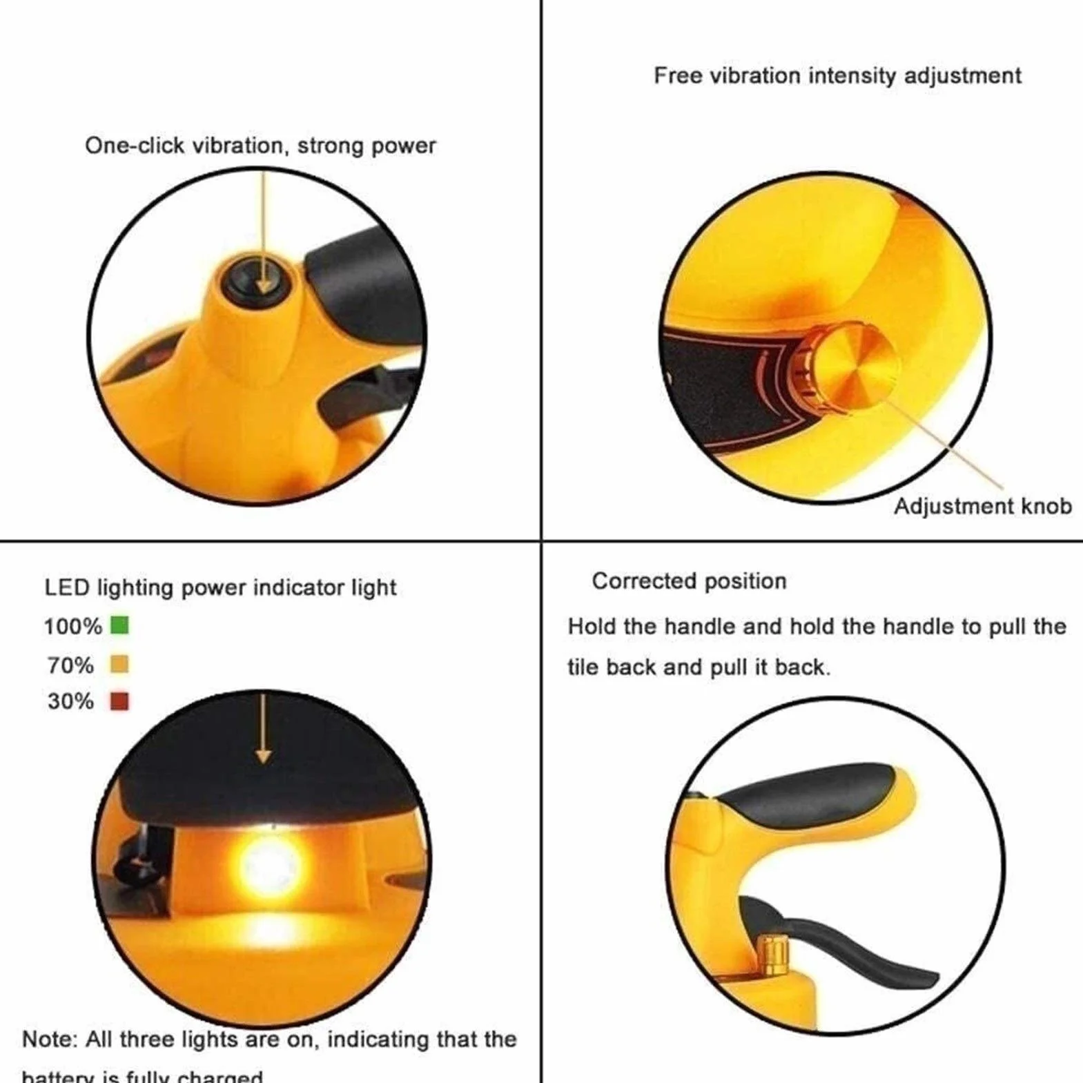 Piastrellatrice elettrica, Strumento di Vibrazione per Piastrelle con livellatore per Piastrelle con Illuminazione a LED, Macchina Vibrante Portatile Assorbimento Massimo di 30 kg per piastr
