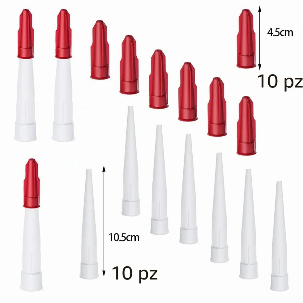 10 Pezzi Silicone Ugelli di Ricambio Beccucci per Cartuccia Ugelli per Silicone con Coperchio per Calafatare Tappi Sigillanti Punte