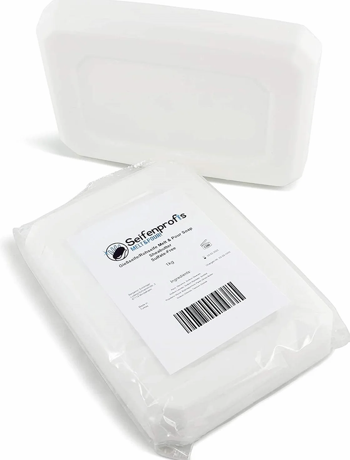 Seifenprofis - Burro di Karité Biologico - Sapone alla Glicerina, Sapone Grezzo, Base per Sapone, Lenitivo, 100% Vegano, Senza SLS, 1 kg