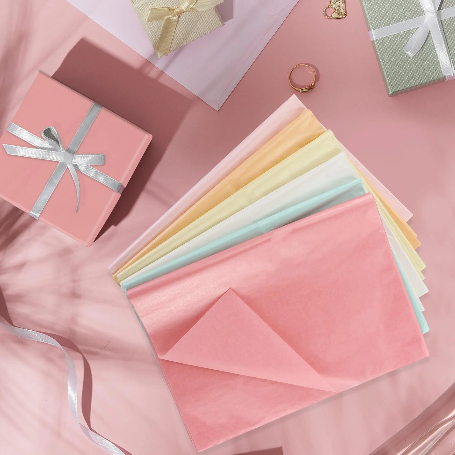 Carta velina, 60 carta velina metallizzata lucida per confezionare, carta regalo perlata colorata per compleanni, matrimoni, feste, vacanze, commemorazione, 50 x 35 cm